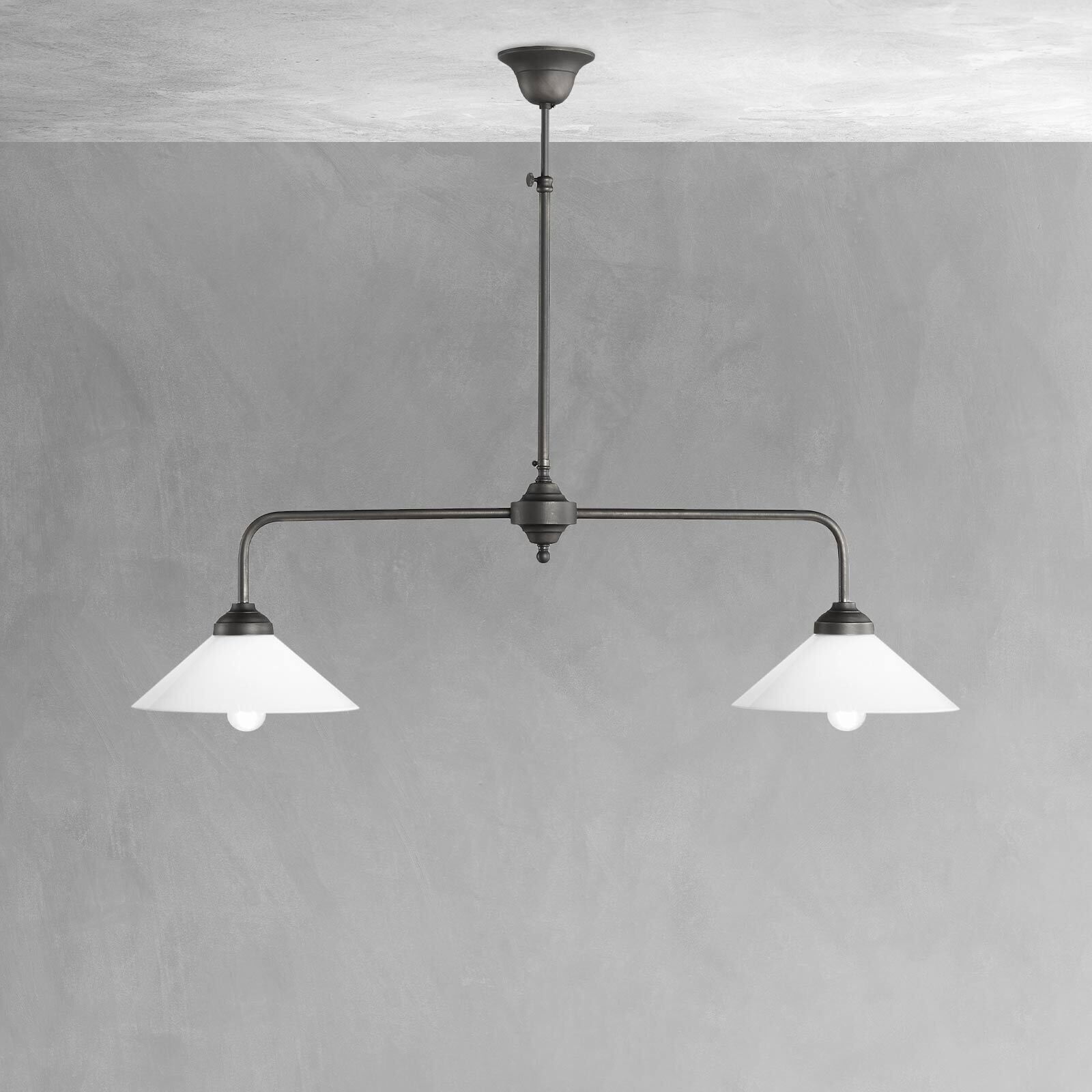 Deckenleuchte 2-flammig Messing Glas H: max. 89,5 cm E27 Lampe, Deckenleuchte