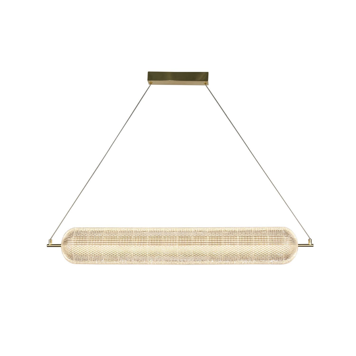 LED Pendelleuchte Metall in Messing 42 W 3000 K 108 cm pendant light, hanging lamp, gold finish, mesh shade, bar light