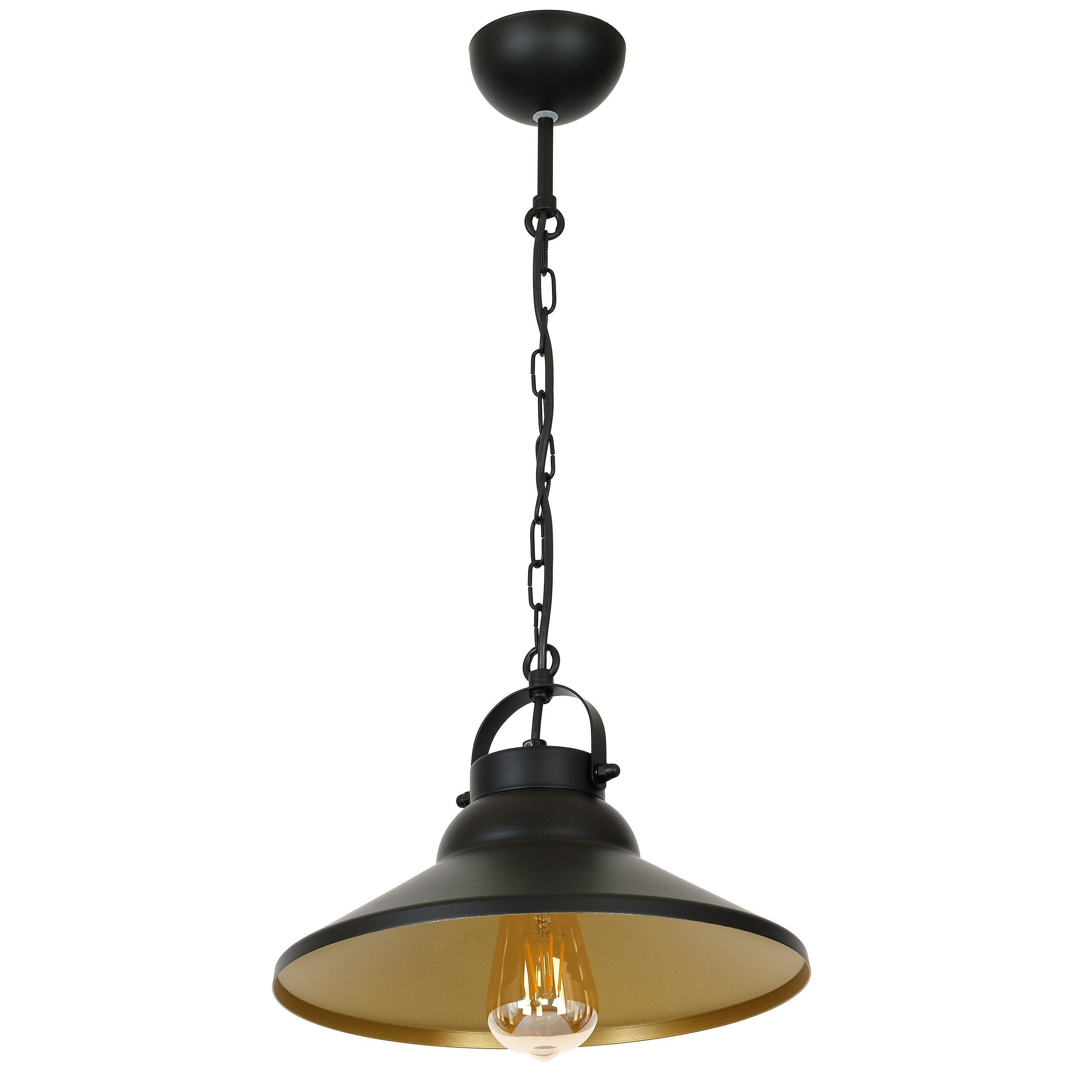 Pendelleuchte Metall Industrial Design Schwarz Gold E27