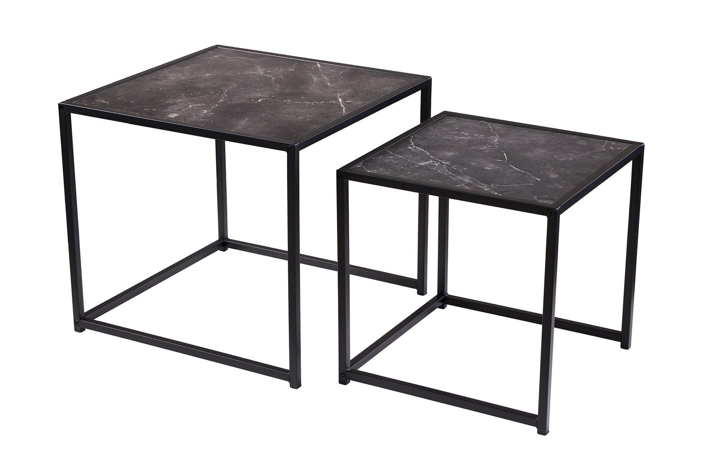 Set de 2 tables d'appoint en anthracite noir