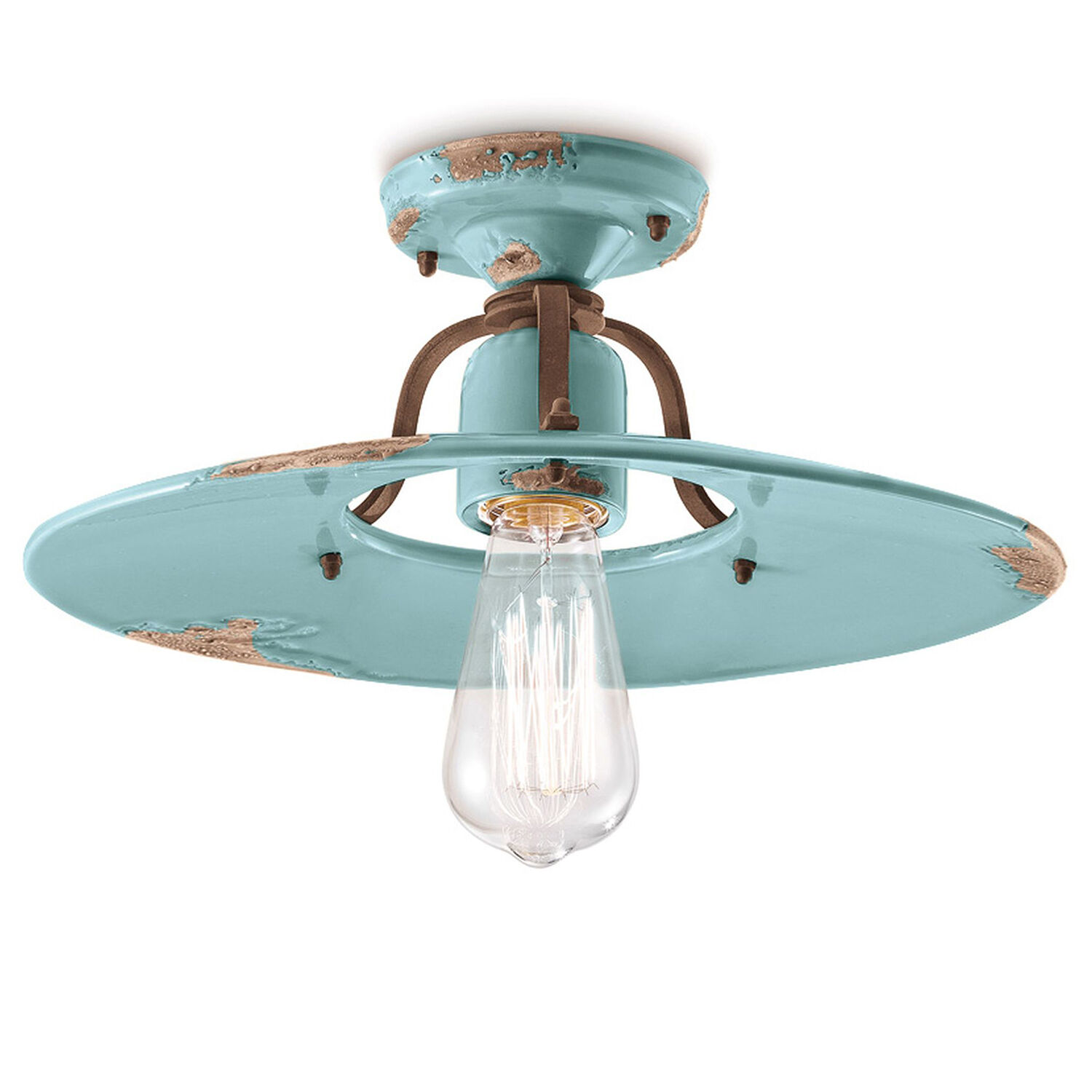 Deckenlampe Metall Keramik E27 D: 40 cm rund Vintage Leuchte, Deckenleuchte, Deckenventilator, Gerät, Elektrisches Gerät