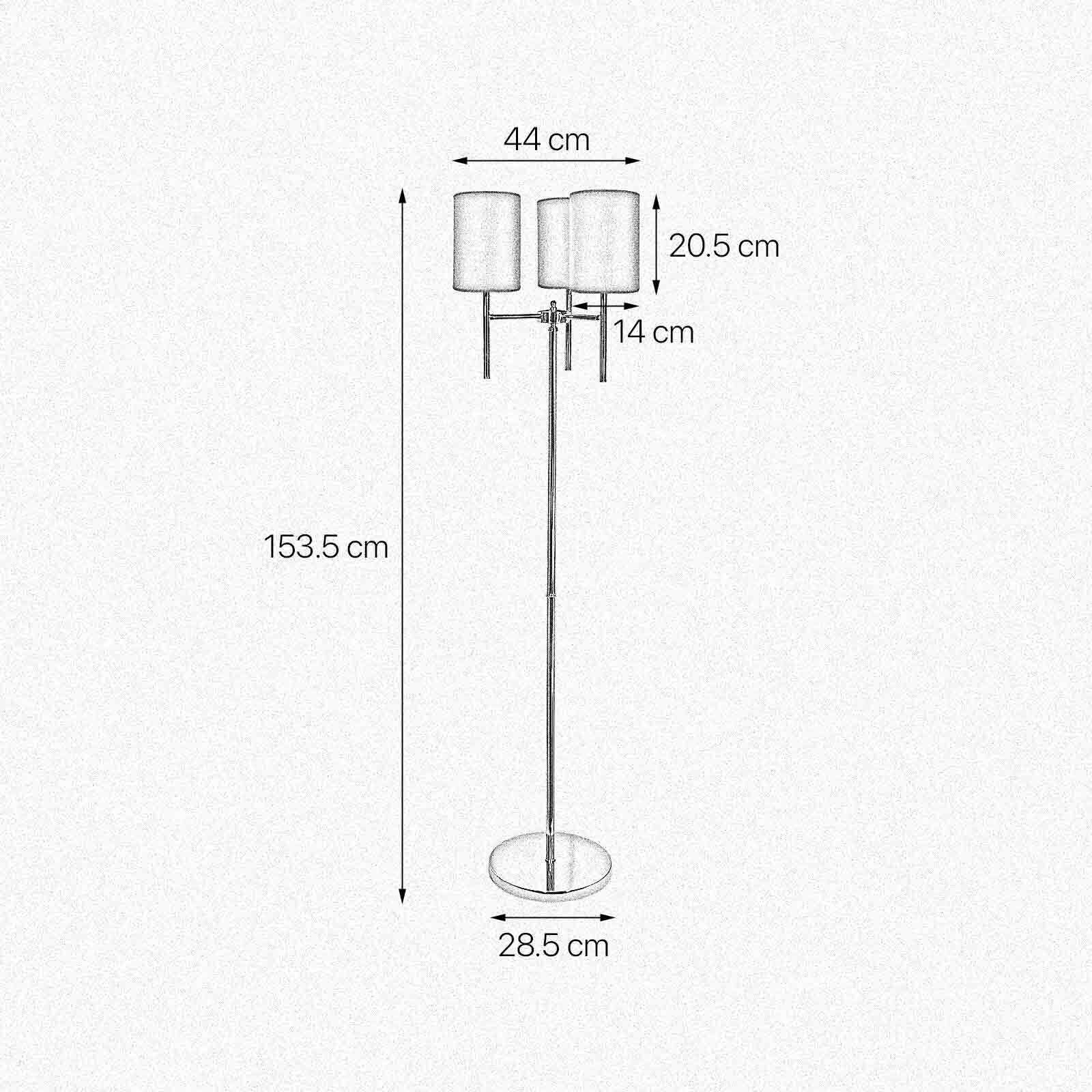 Stehleuchte Messing Stoff Blau 3-flammig 153,5 cm klein Lampe