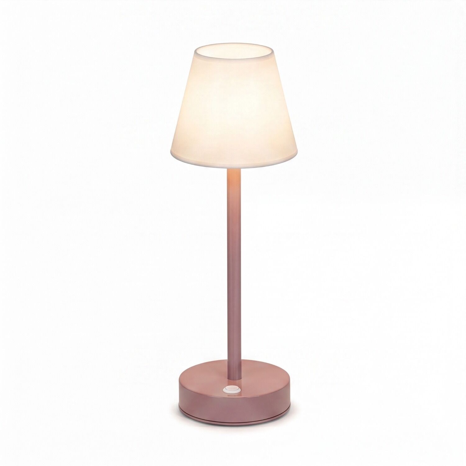 le126697-tischleuchte-terrasse-wohnzimmer-schlafzimmer-aussen-metall-stoff-modern-rosa-weiss-03 Tischlampe, Stehlampe, Metallic pink, Beige Lampenschirm, LED-Lampe