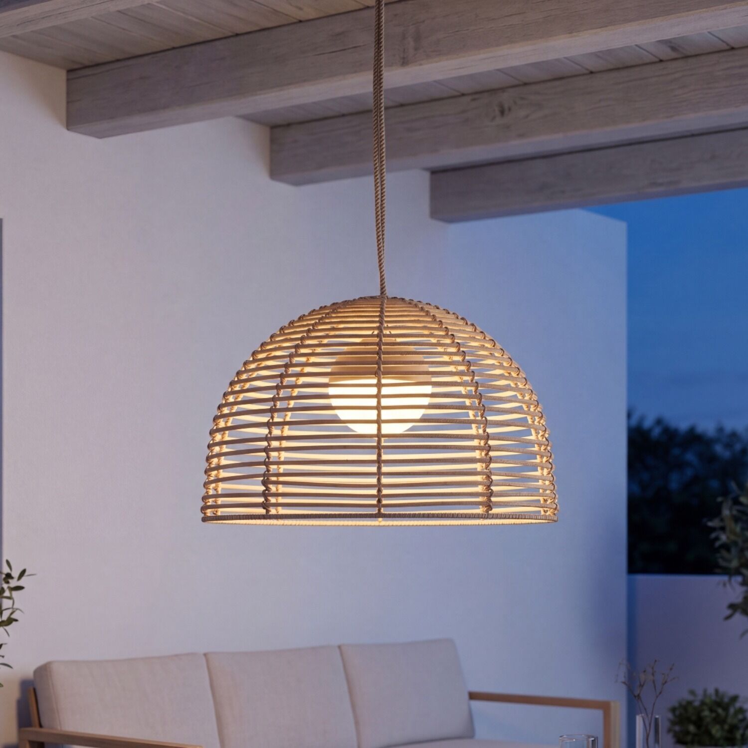 hängelampe, pfadloses-palmblatt-design, rattan, echtmaterial, wohnzimmerbeleuchtung
