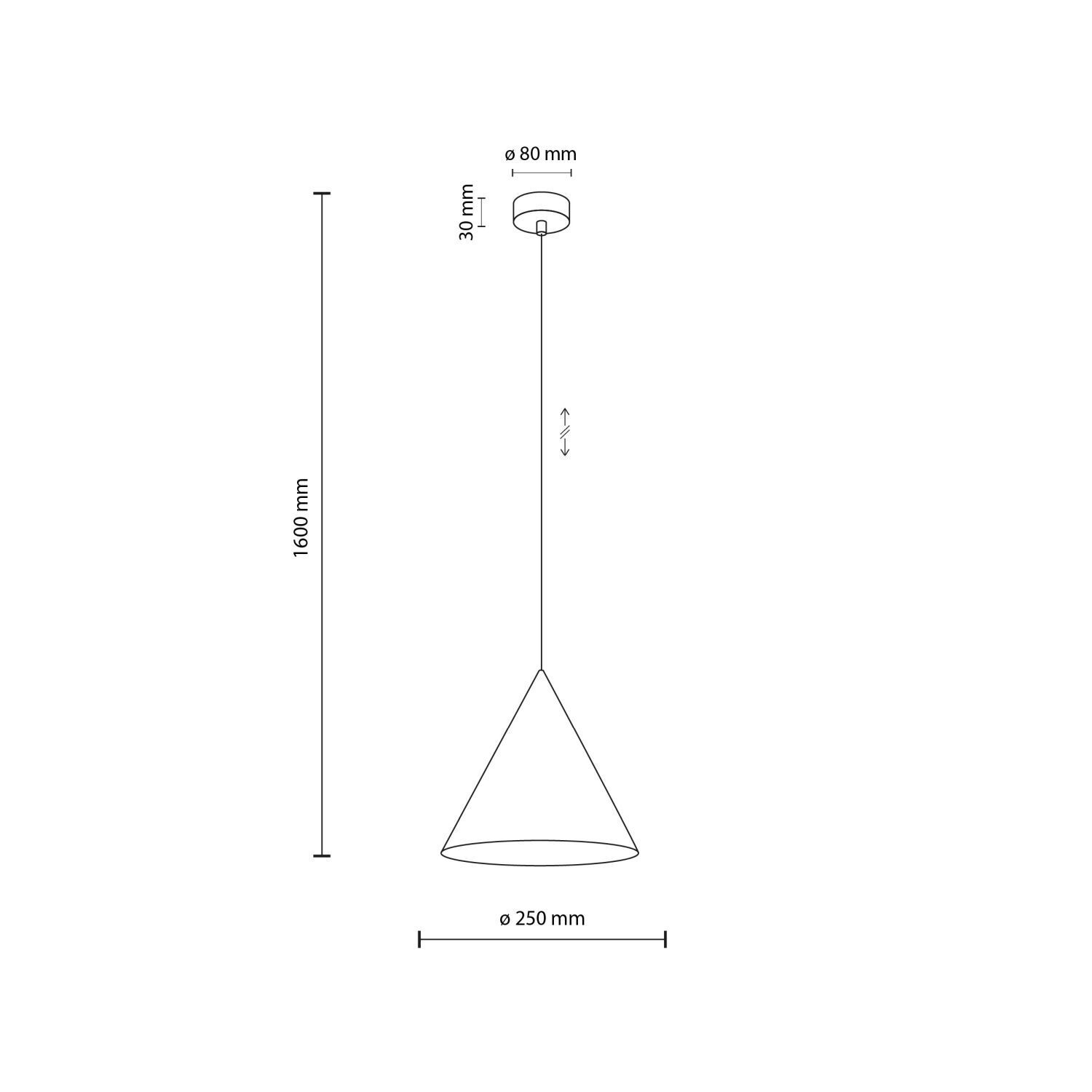 Suspension métal Ø 25 cm H : 160 cm réglable Orange E27