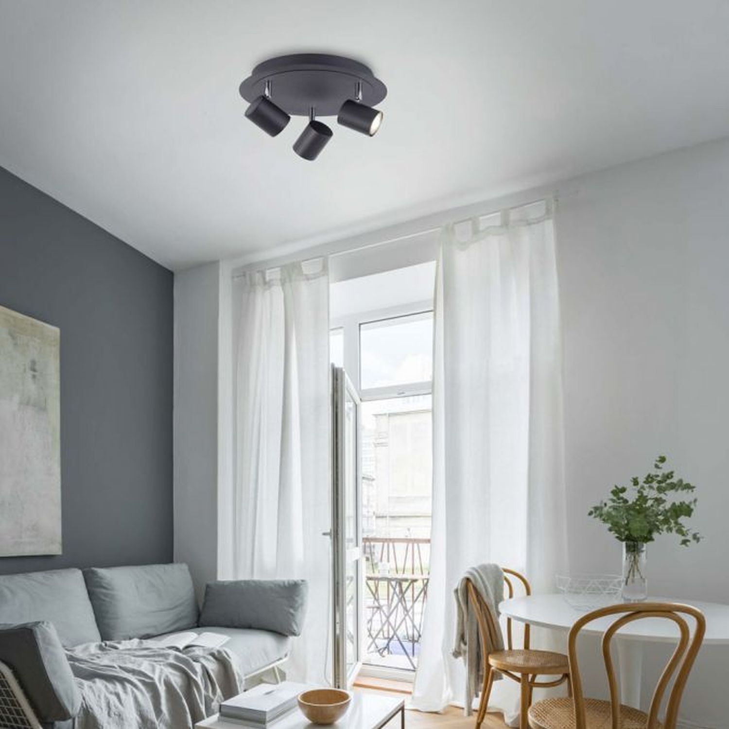 Spot de plafond réglable métal noir GU10 Ø35 cm Dekoration für Zuhause, Fenster, Stuhl, Mobiliar