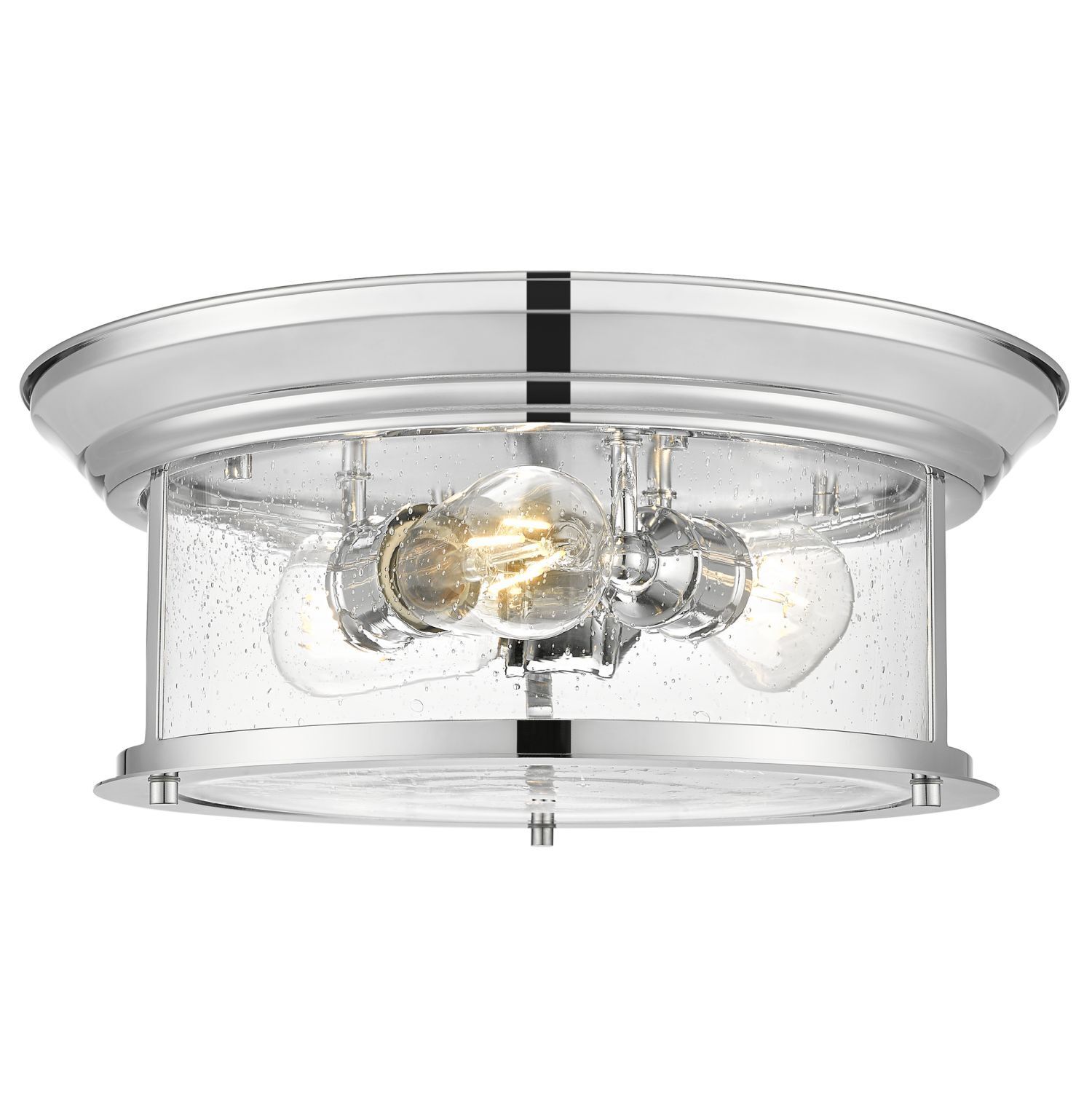 Deckenlampe rund D: 39,5 cm Chrom 3x E27 Metall Glas