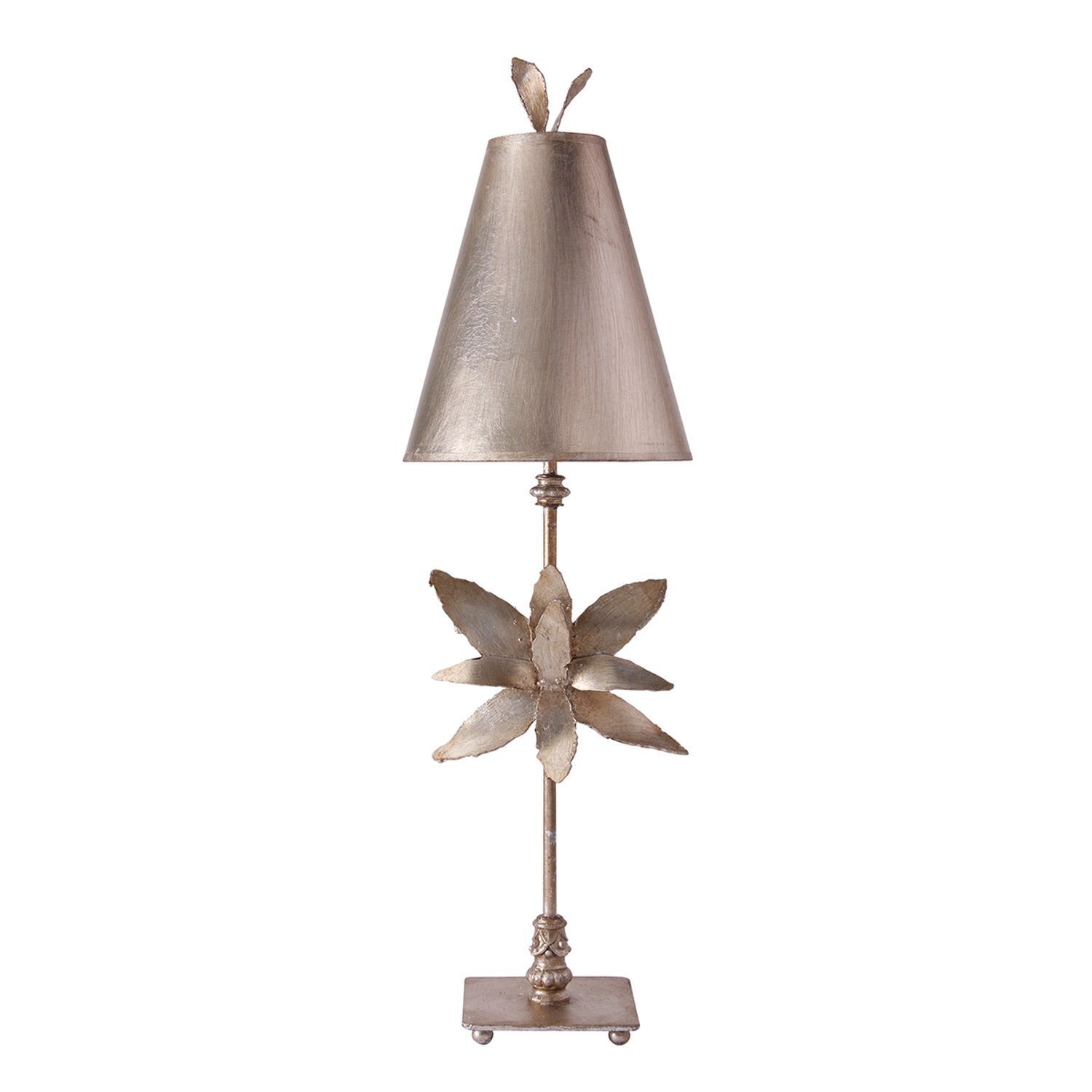 Stehlampe FIORE Blattsilber Stoff 86cm Modern kunstvoll