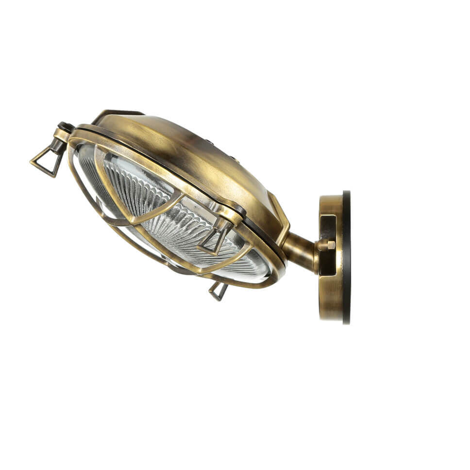 Lampe d'extérieur Maritim laiton véritable verre strié IP64 E27 SERIFOS