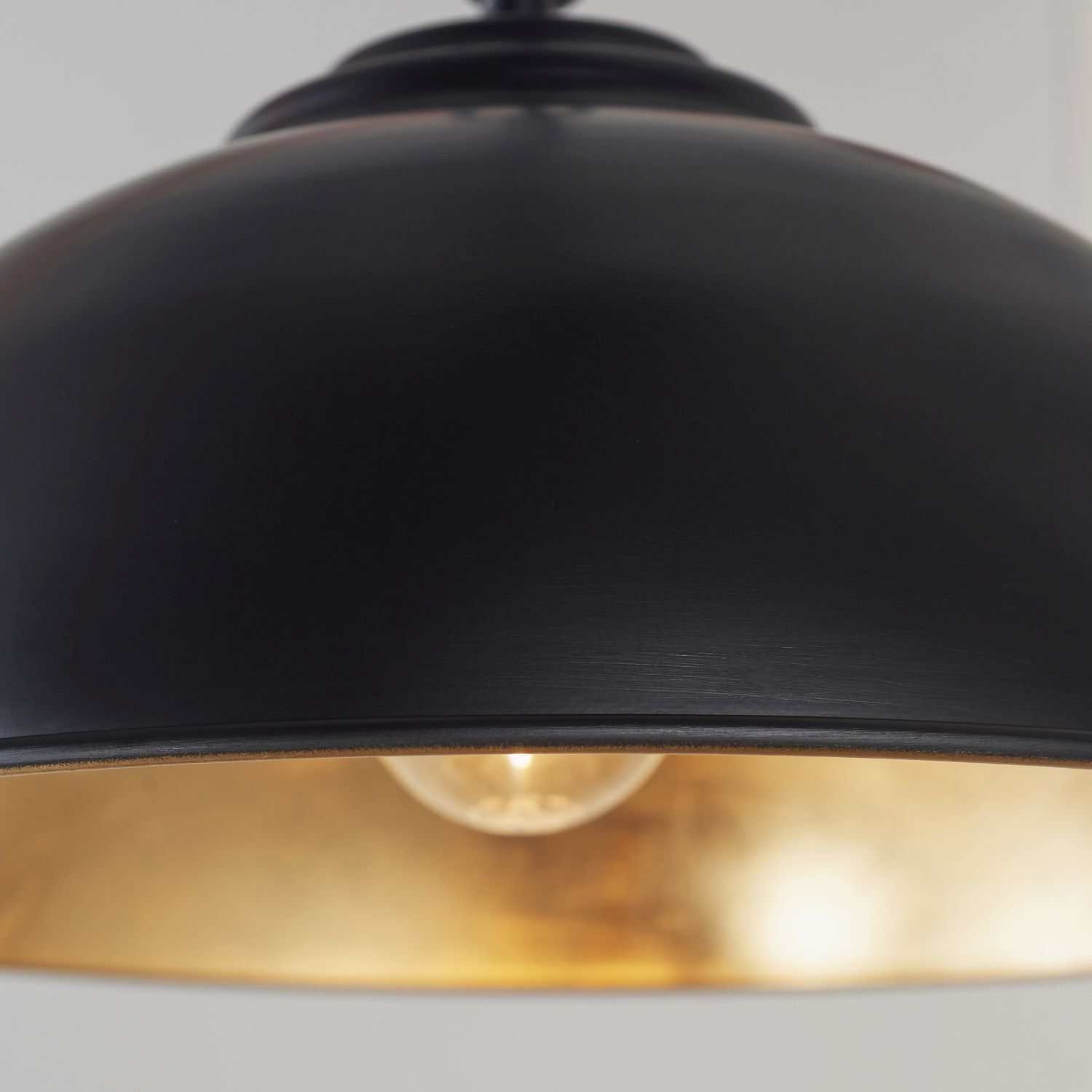 Lampe à suspendre métal D : 34,5 cm en noir or design rétro E27