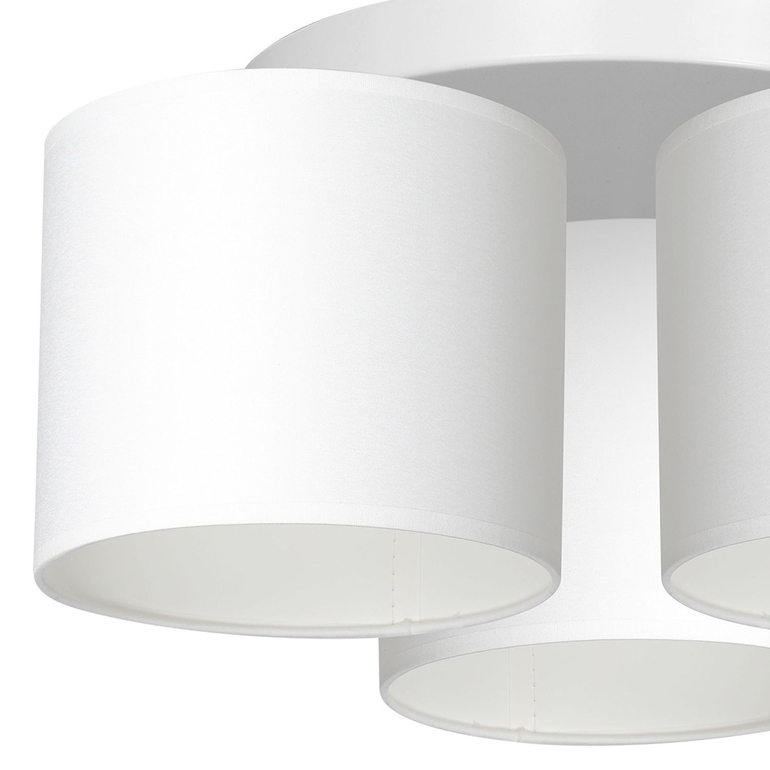 Deckenlampe Weiß Stoff Metall E27 rund Ø45 cm blendarm Zylinder, Deckenleuchte, Lampe