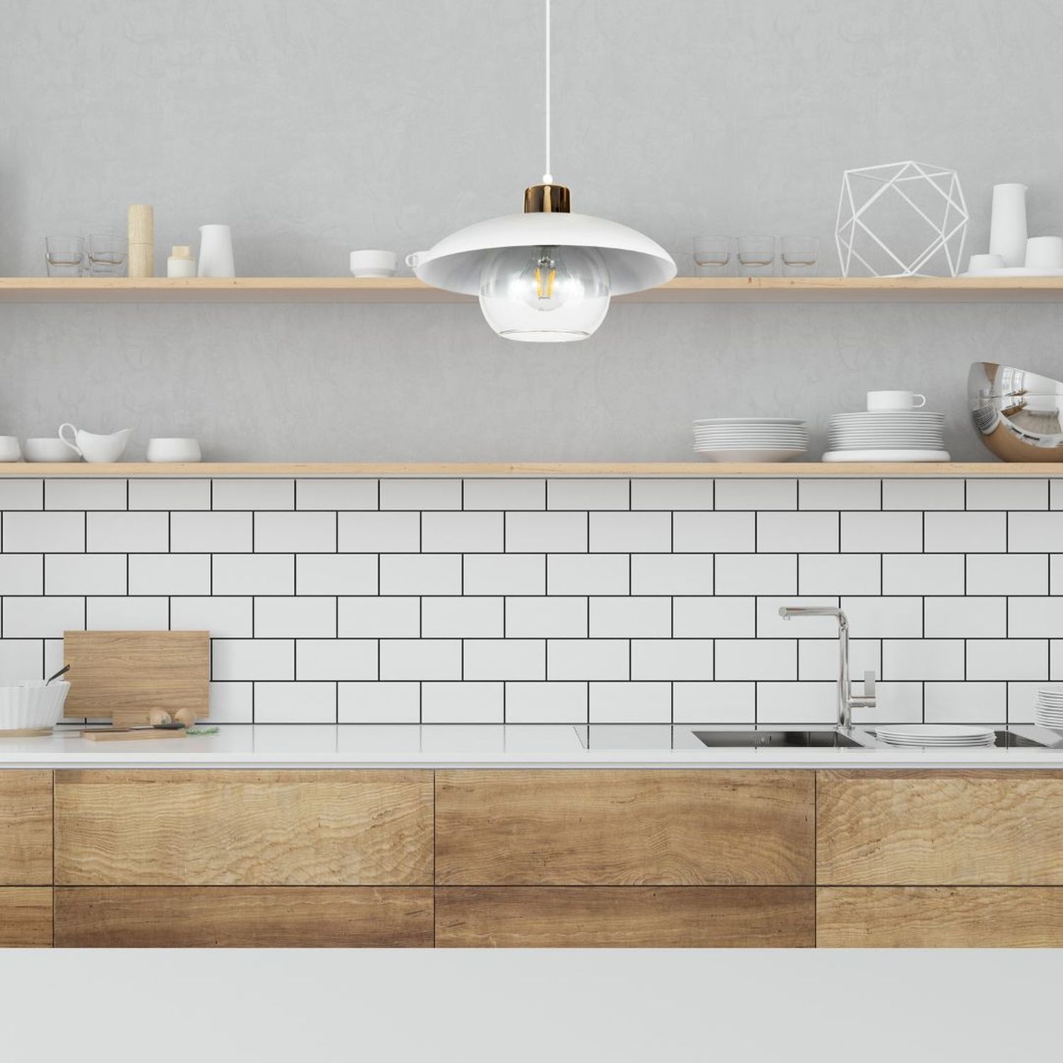 Suspension ronde verre clair métal E27 Ø30 cm blanc Drinnen, Innenarchitektur, Gebäude, Mauer, Küche