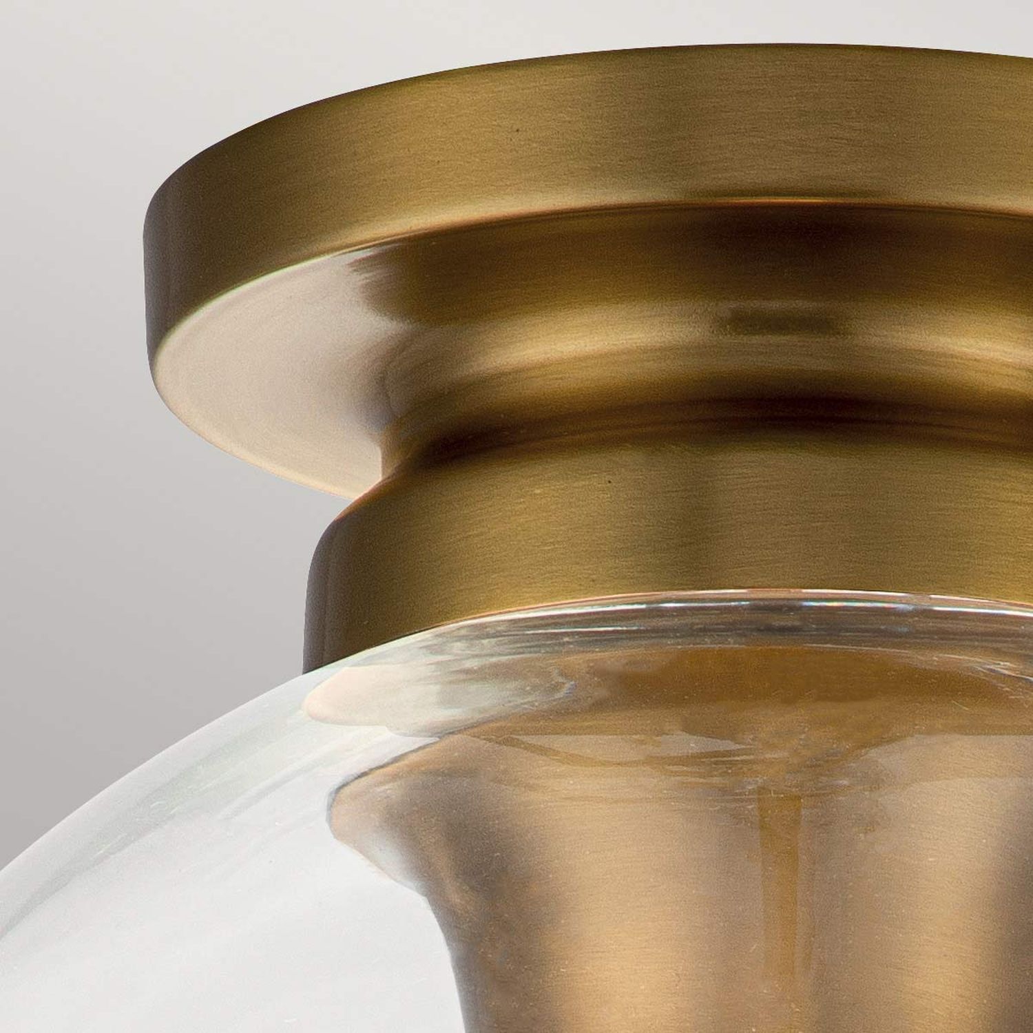 Deckenlampe Glas Kugel Schirm Ø 21,6 cm in Messing brüniert deckenlampe, brass, metall, glaskuppel, pendelleuchte