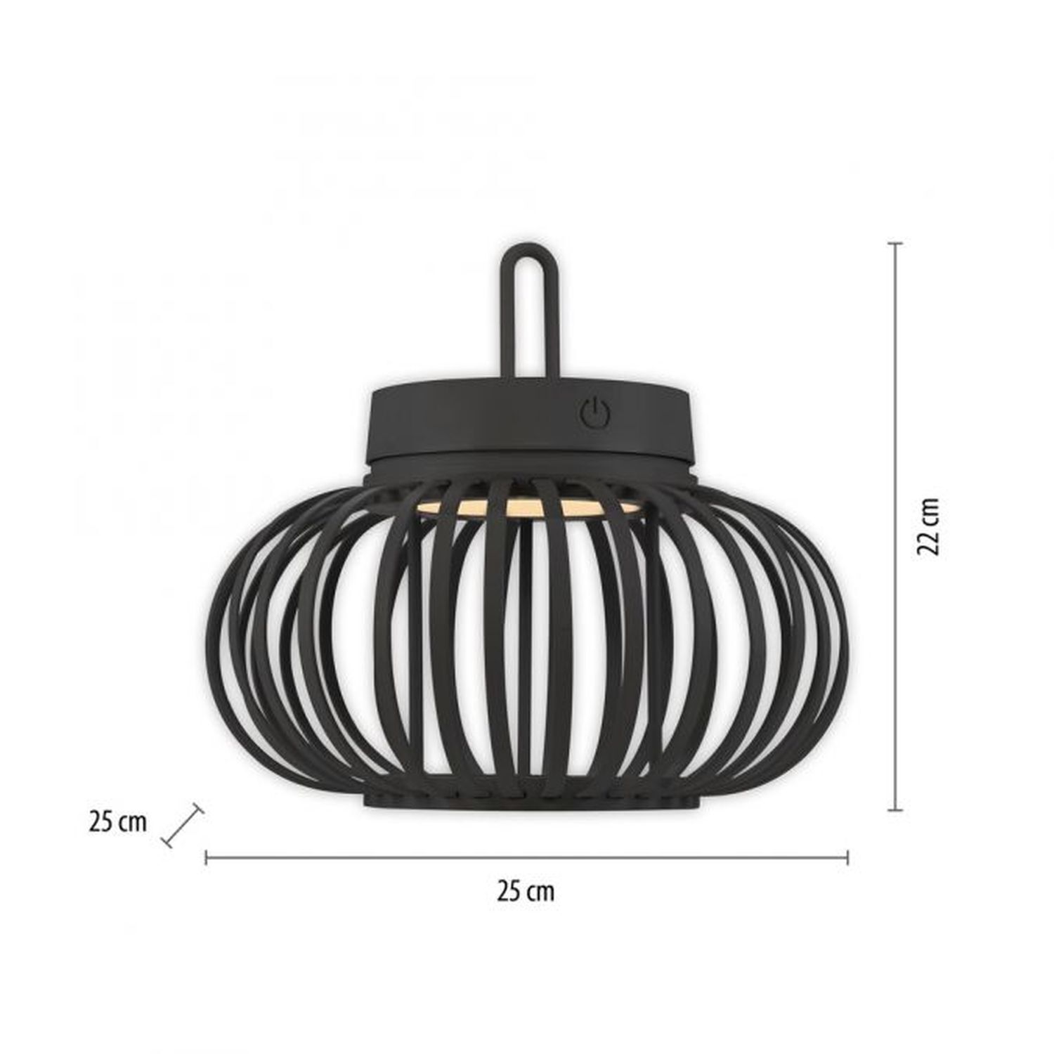 Lampe de table LED rechargeable à intensité variable 22 cm IP44 2 W noir
