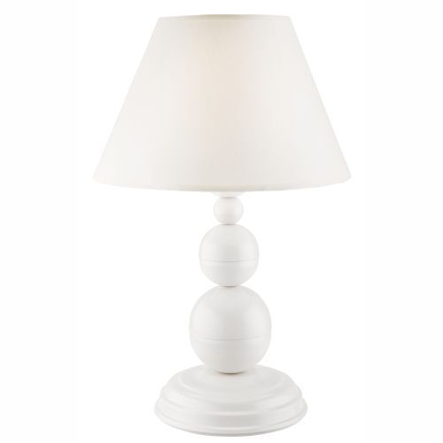 Tischlampe MADISYN Weiß Stoff H:38cm rund Landhaus