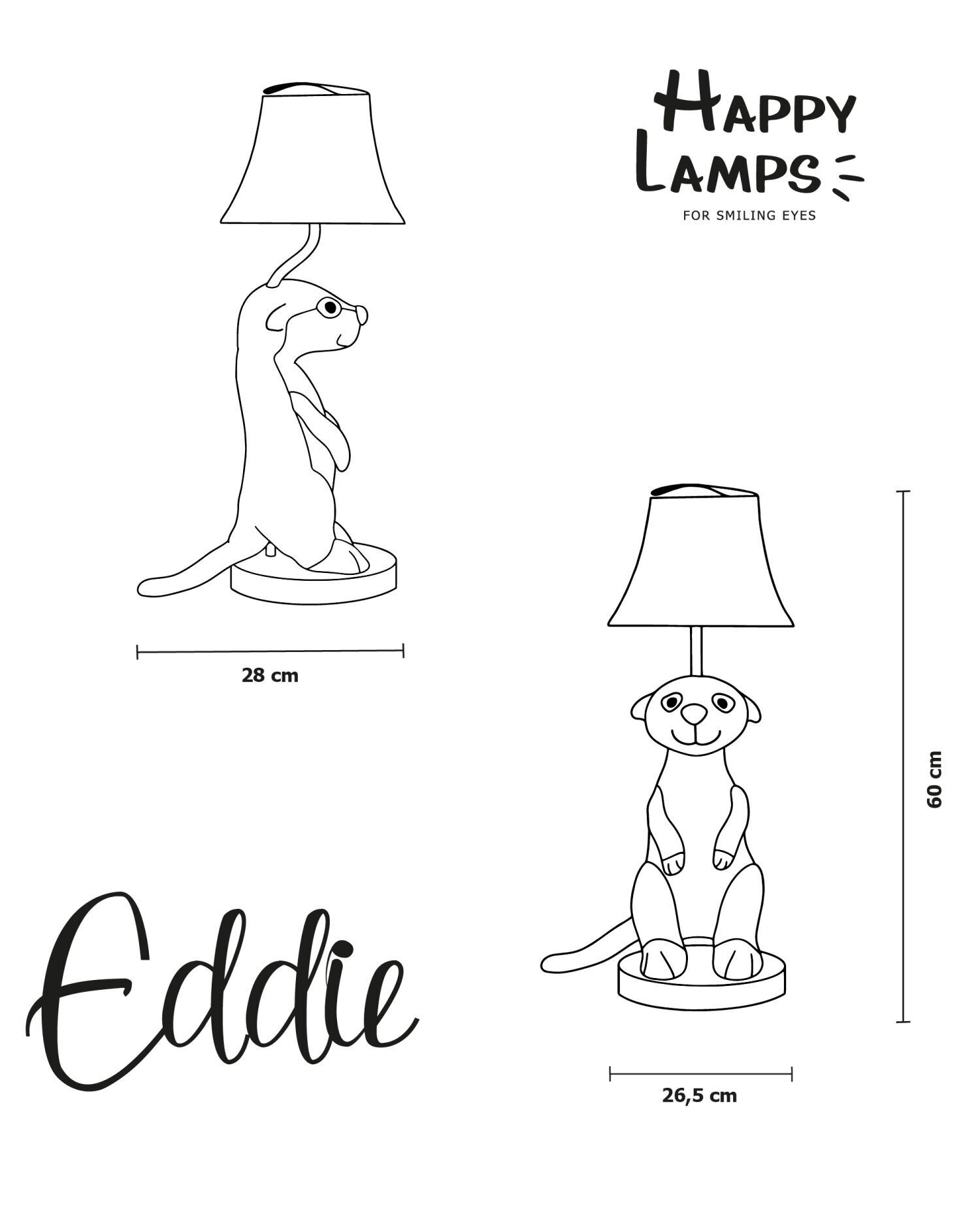 Tischleuchte Kinderzimmer 58 cm hoch Erdmännchen LED