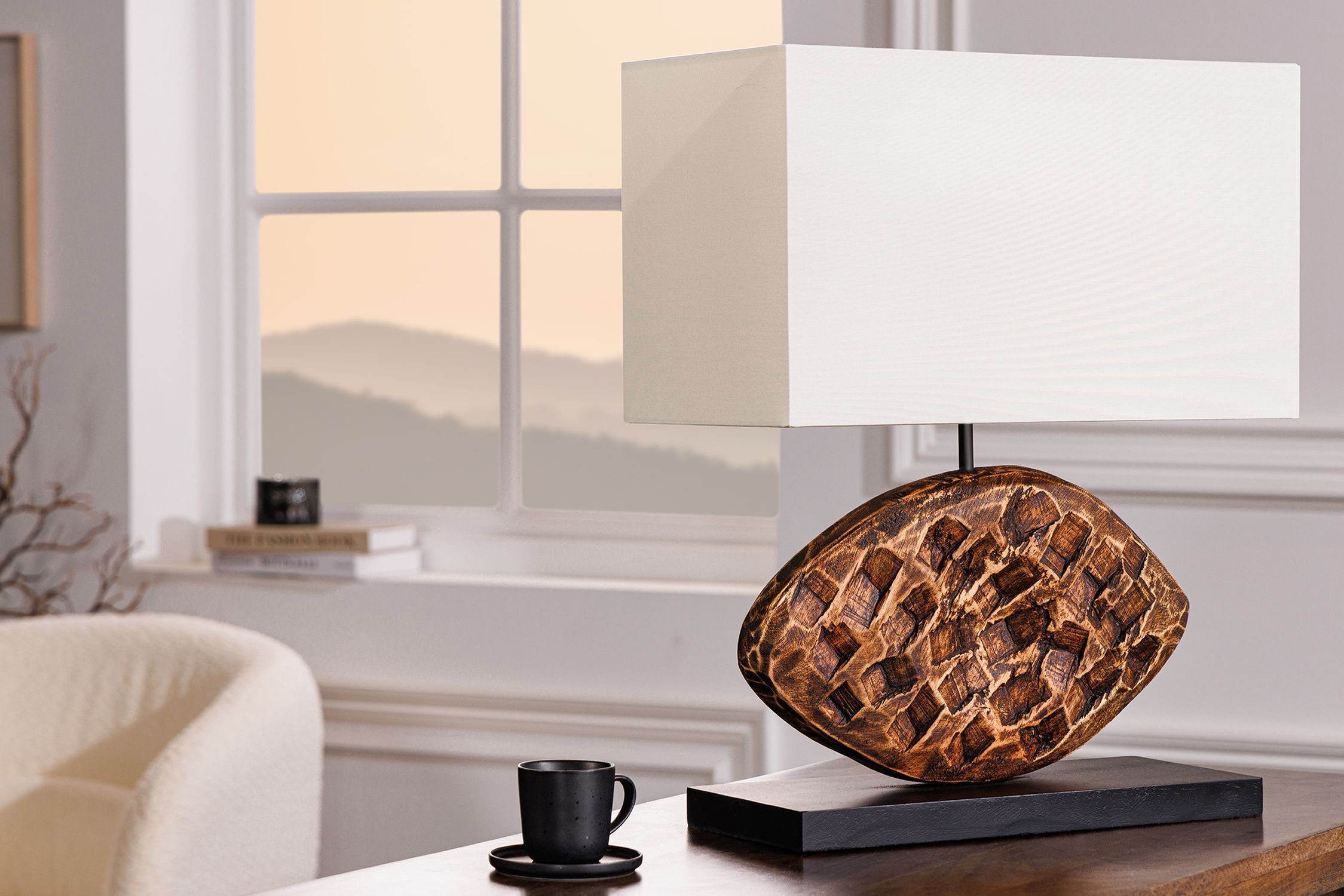 Lampe de table Blendarme Tissu Acacia Caoutchouc confortable
