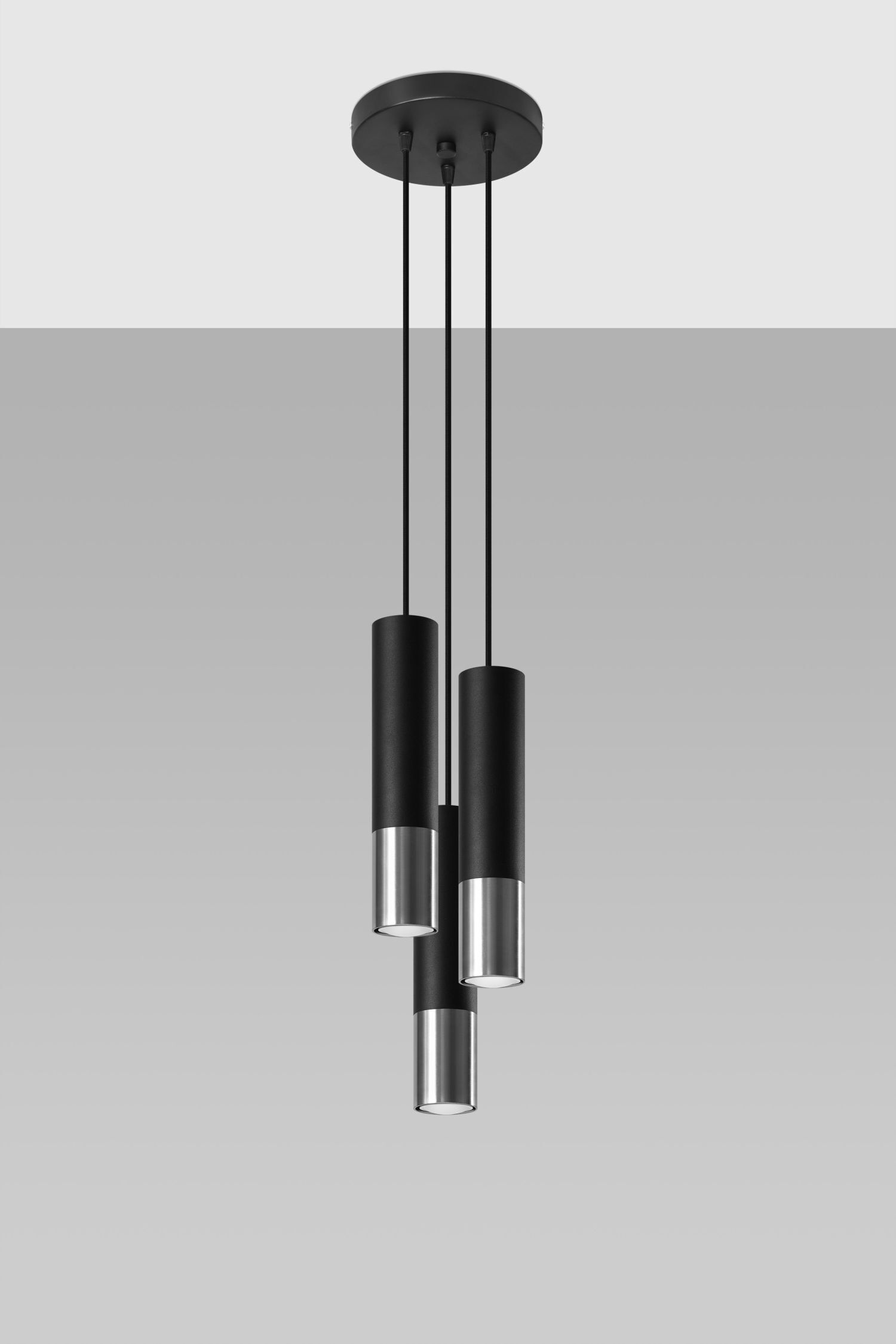 Lampe à suspendre noire chrome 3 flammes orientables GU10