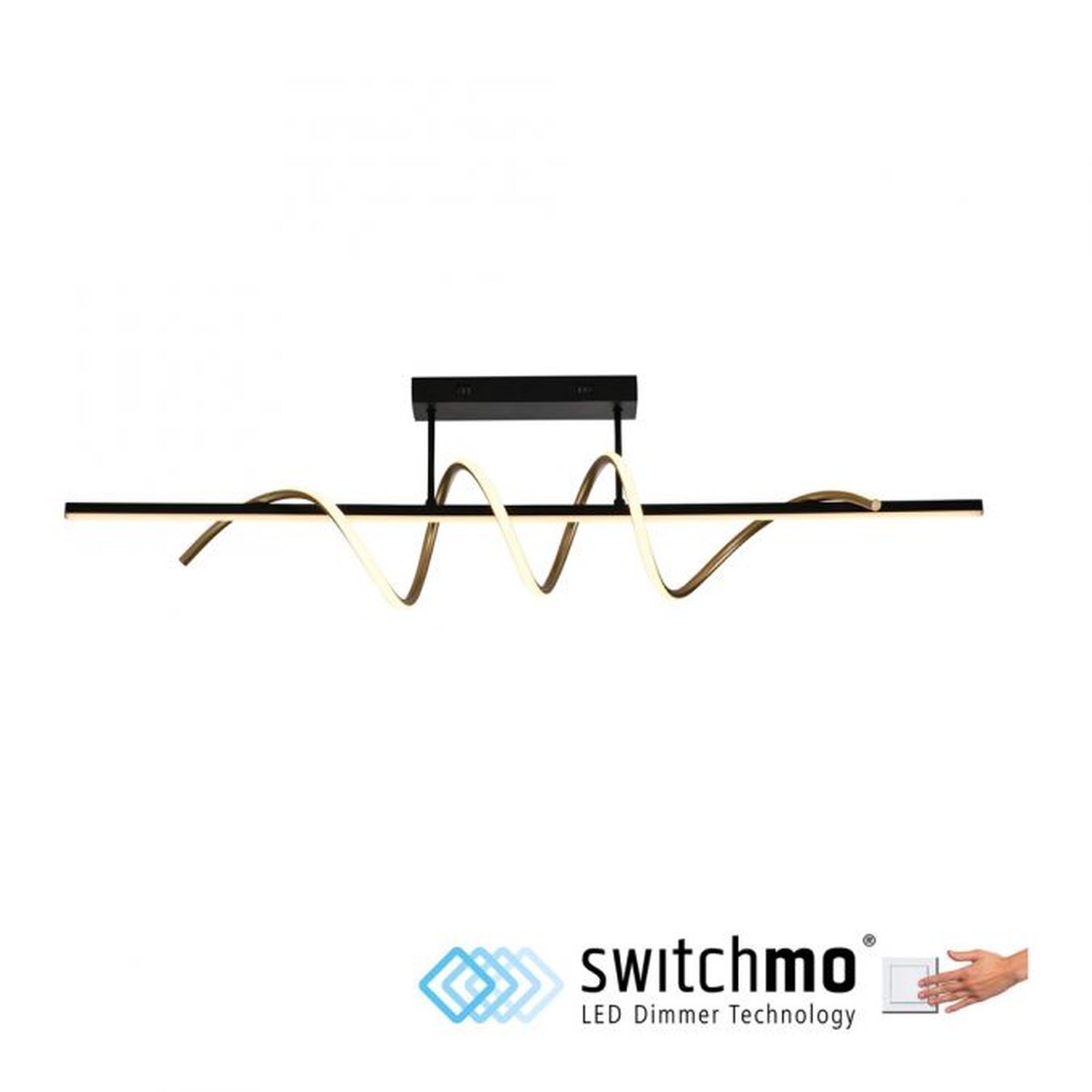 Lampe de plafonnier LED métal dimmable 3000 K noir laiton