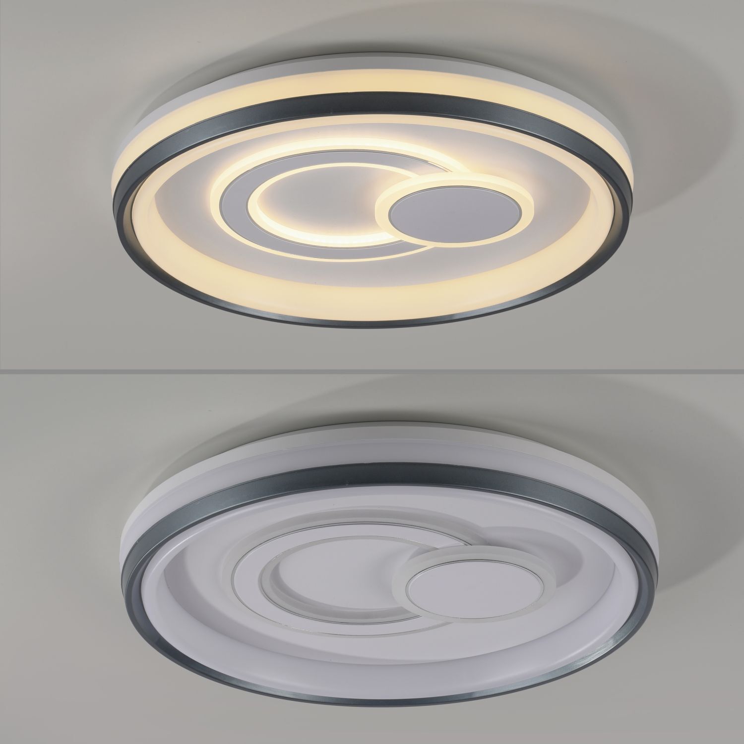 Dimmbare LED Deckenlampe Weiß Ø50 cm rund 3000 K 35 W Deckenleuchte, Leuchte