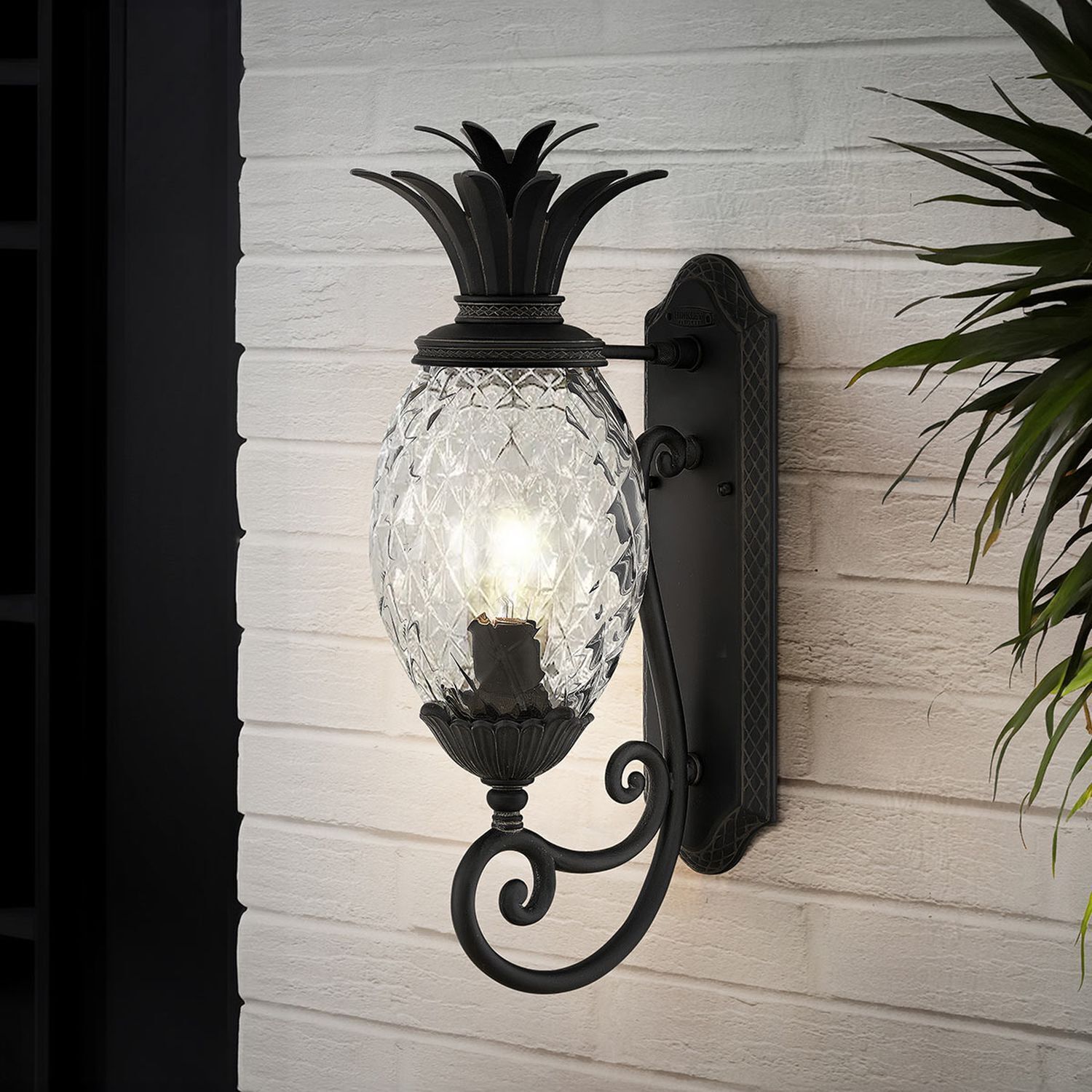 Wandleuchte außen Schwarz Antik IP44 dekorativ Ananas Design Leuchte, Pflanze, Lampe