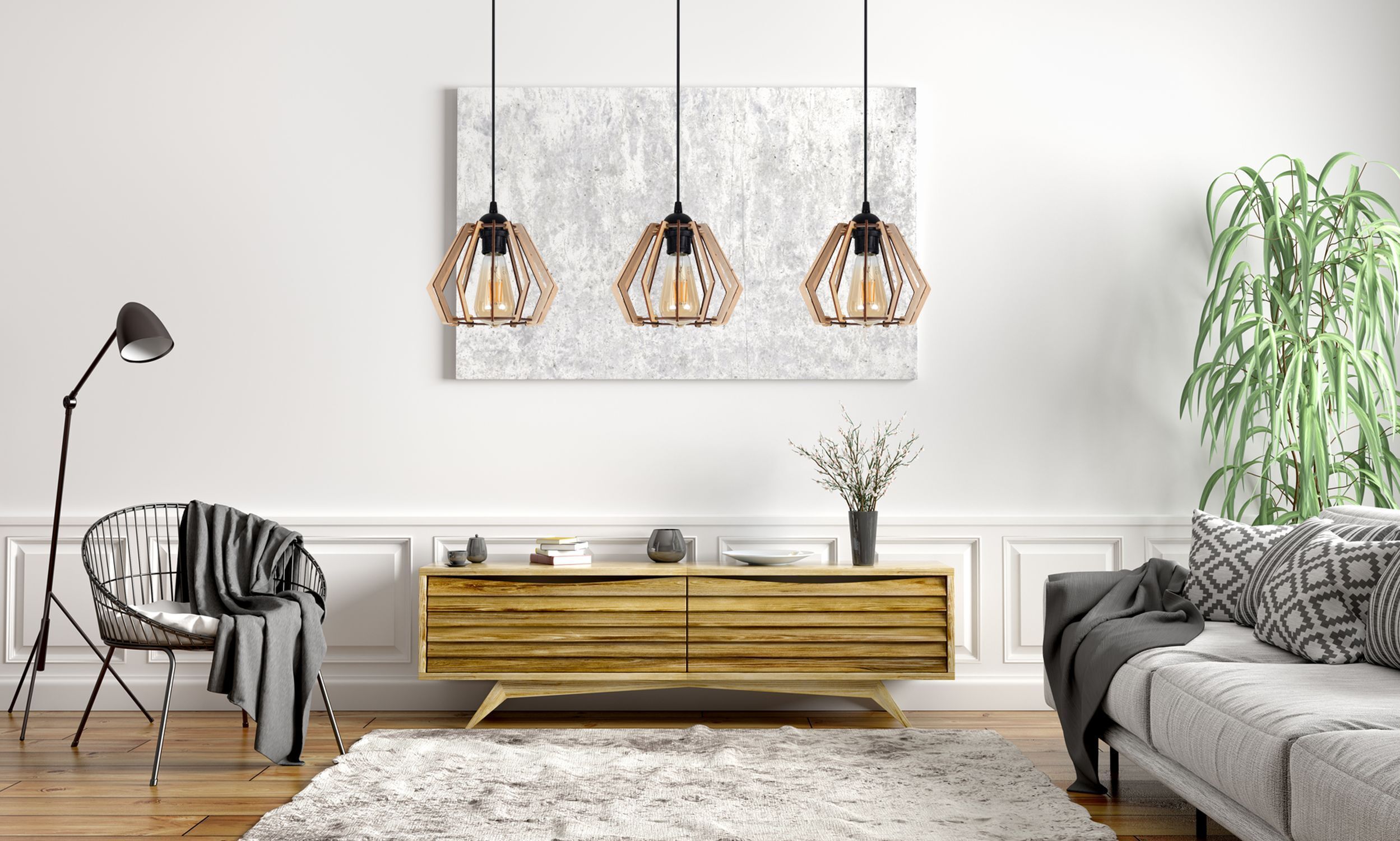 Gemütliche Hängelampe Schwarz Natur Holz E27 70 cm lang Innenarchitektur, Inneneinrichtung, Mobiliar, Wohnzimmer, Lampe