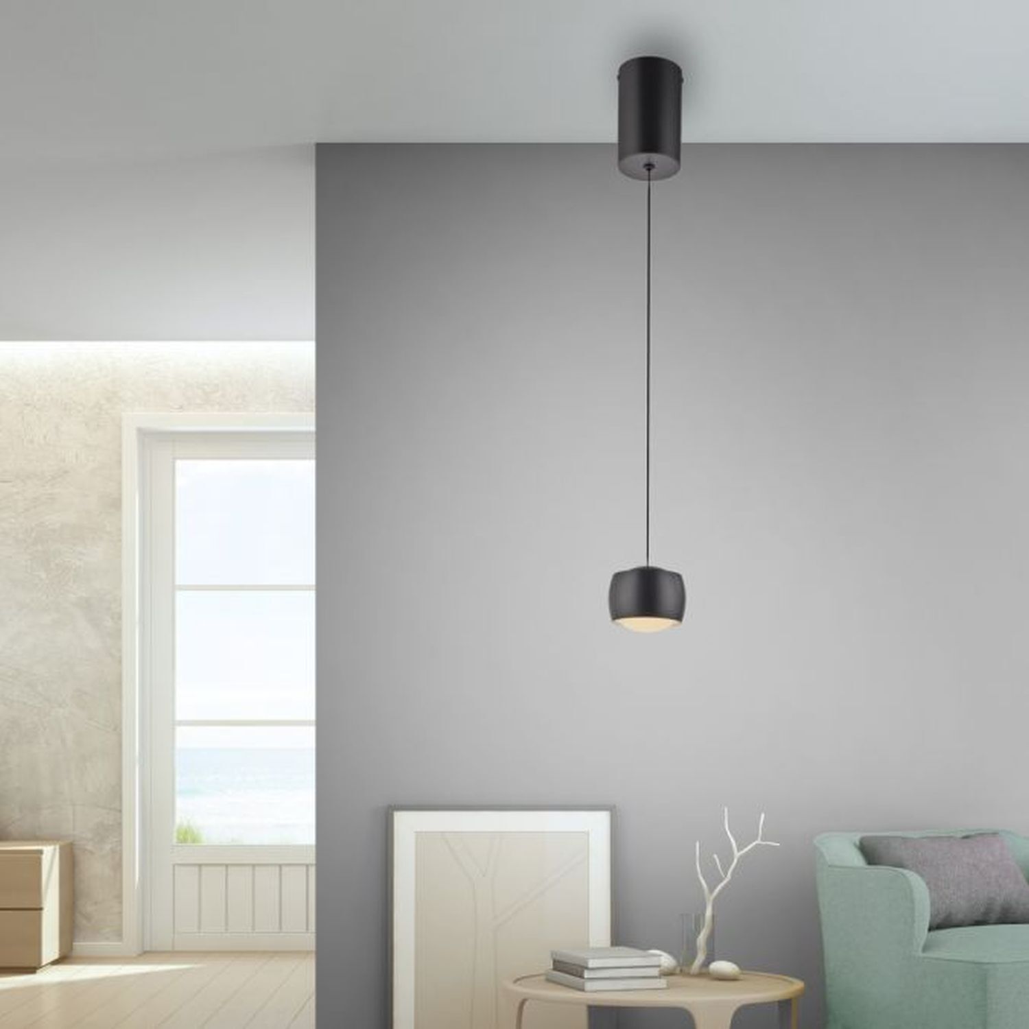 Suspension LED métal blanc chaud 3000 K 800 lm noir