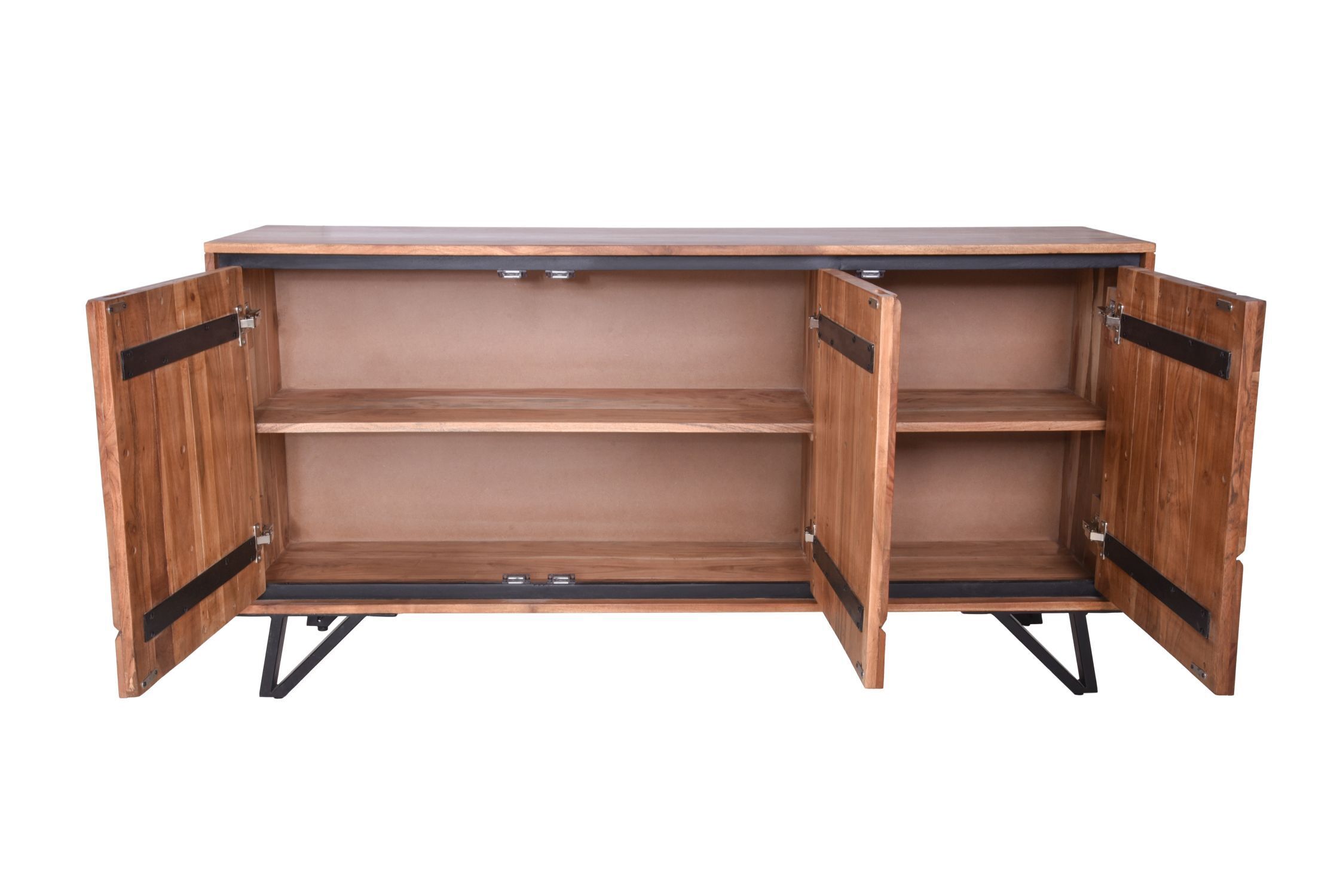 Sideboard 150 cm breit H: 76 cm Modern Akazienholz Metall Moebel, Anrichte, Tabelle, Holz, Kabinett