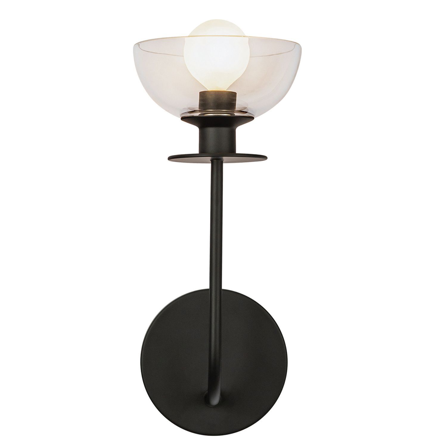Applique Métal Verre 29,2 cm de haut Noir E14 Moderne