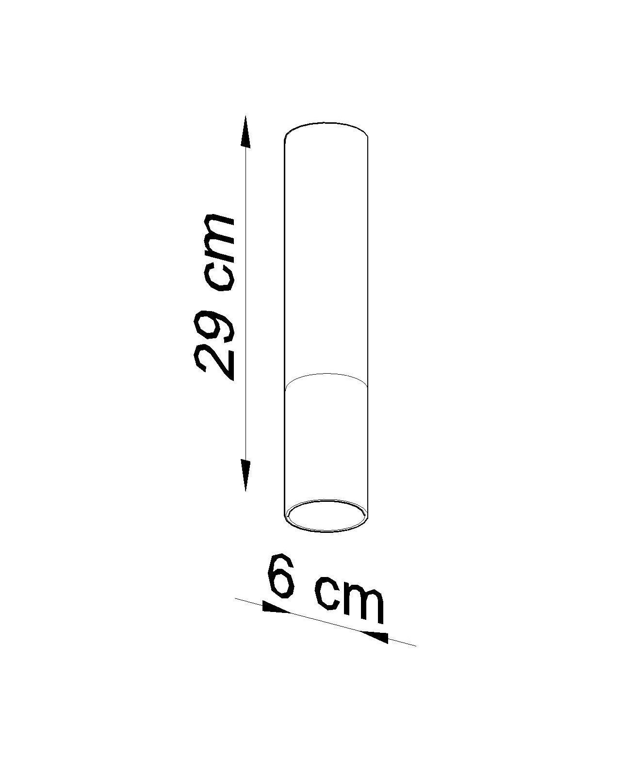 Deckenleuchte Schwarz Chrom Ø 6 cm H: 29 cm Zylinder