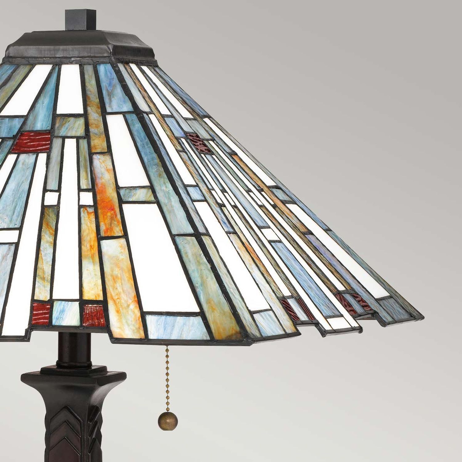 Tischleuchte Zugschalter 62,9 cm hoch Tiffany Stil 2x E27 Lampe, Lampenschirm