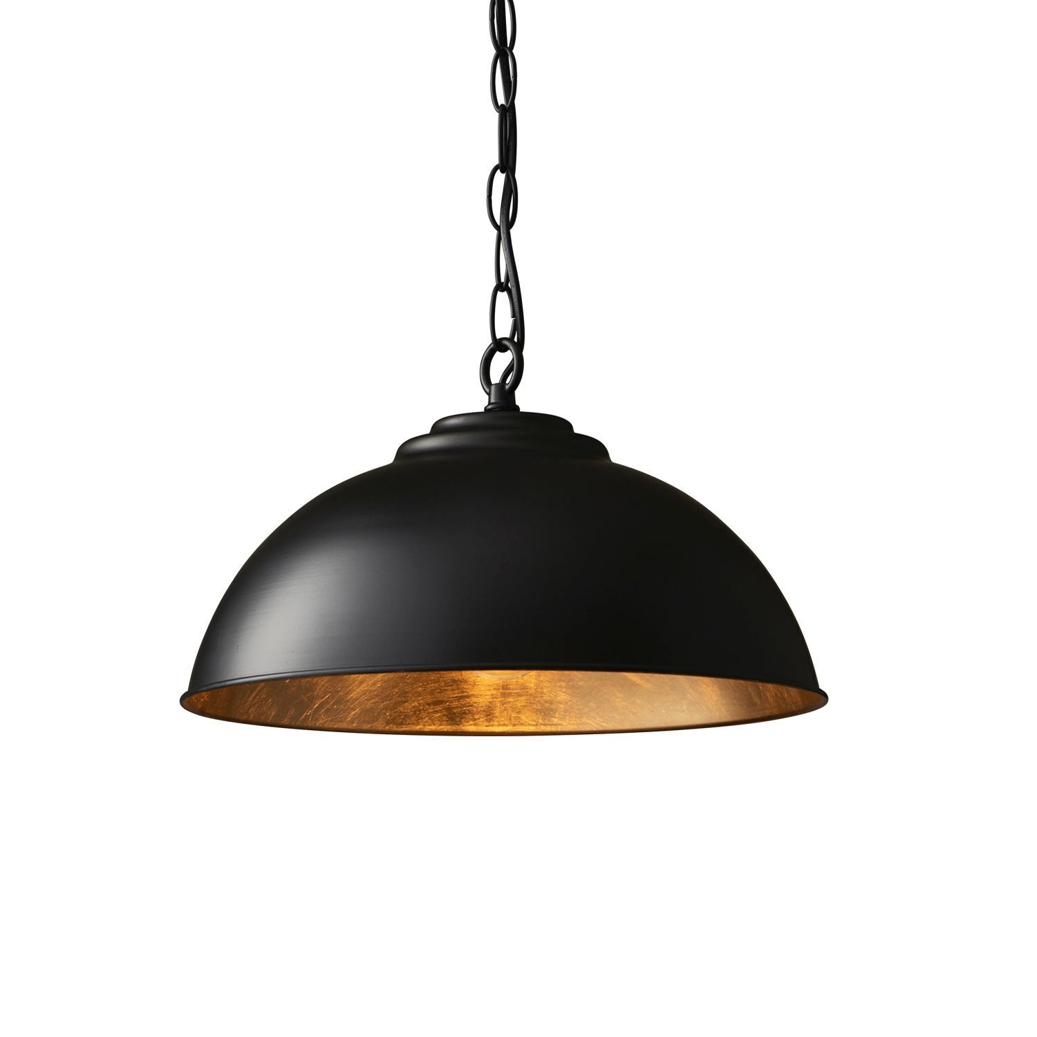 Lampe à suspendre métal D : 34,5 cm en noir or design rétro E27