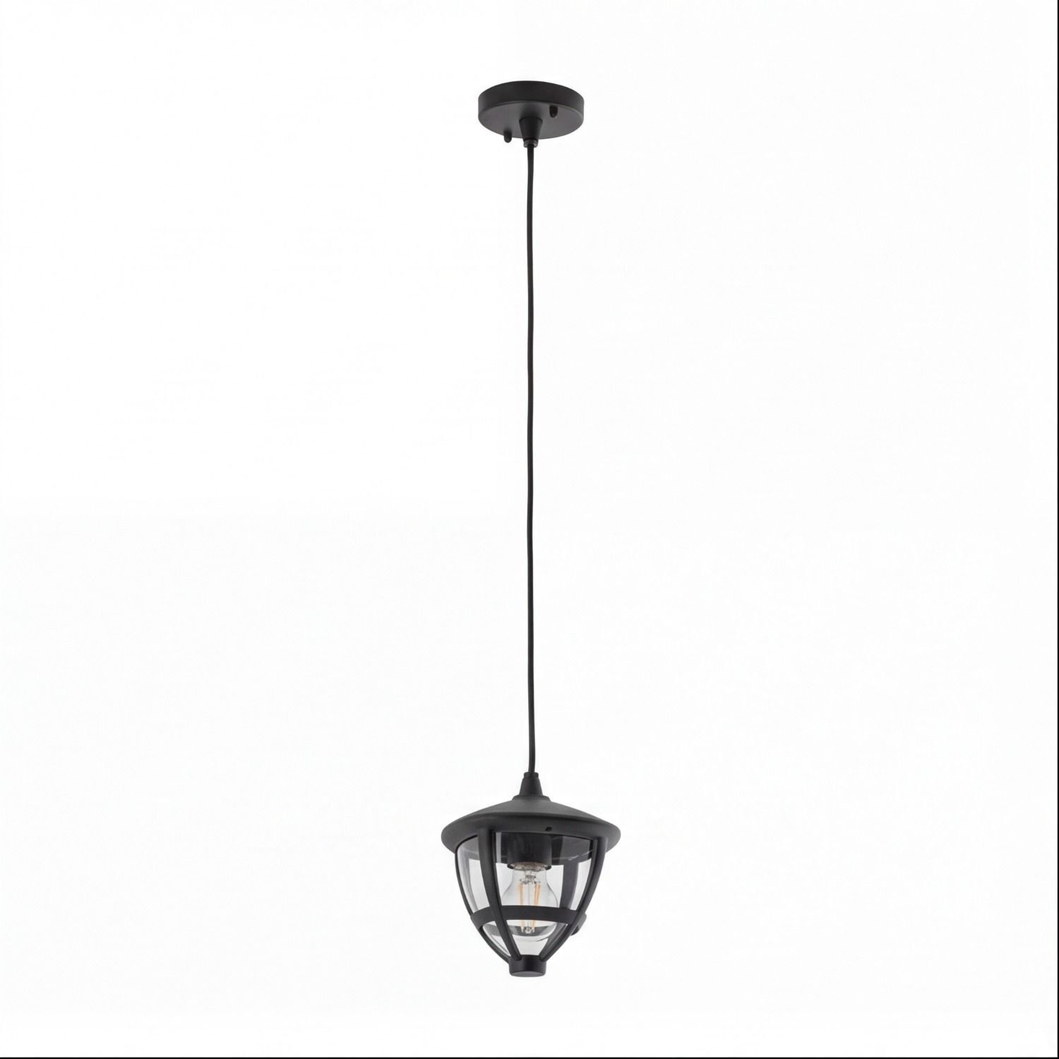 Hängelampe, Kabelzug-Hängeleuchte, Metallrahmen, Glaslampe, Edison-Lampe