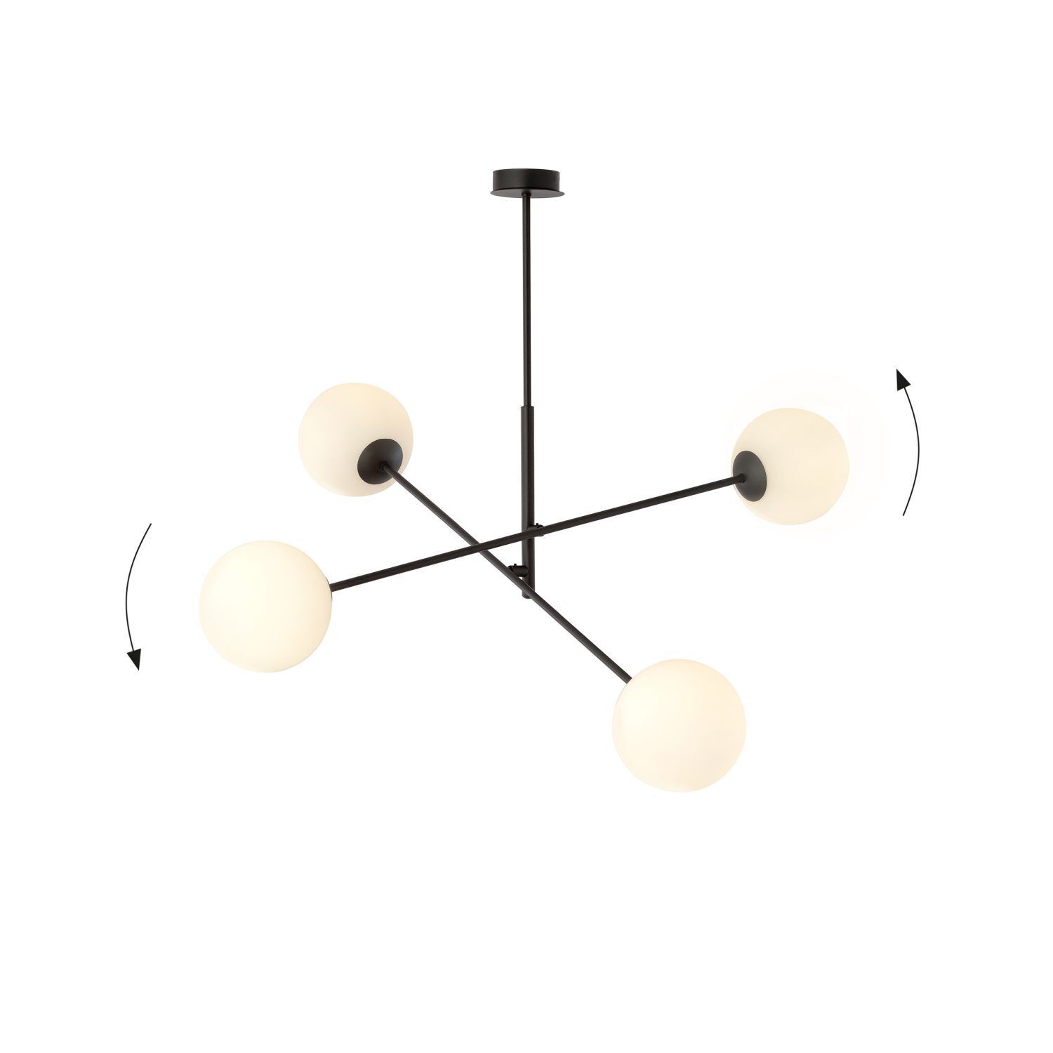 Deckenlampe Glas Metall 102 cm lang E14 4-flammig schwenkbar