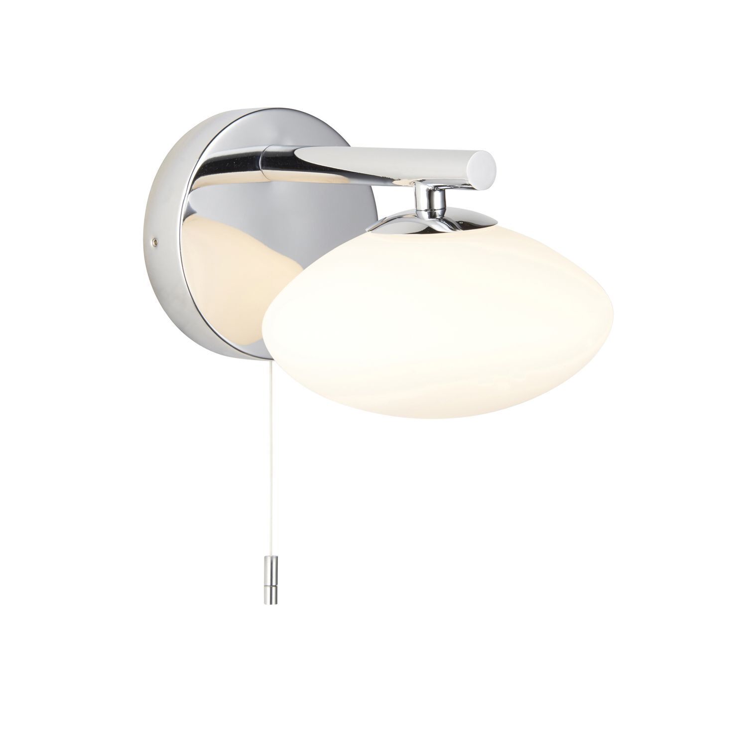 Wandlampe Bad IP44 Glas Metall mit Schalter G9 Chrom Weiß