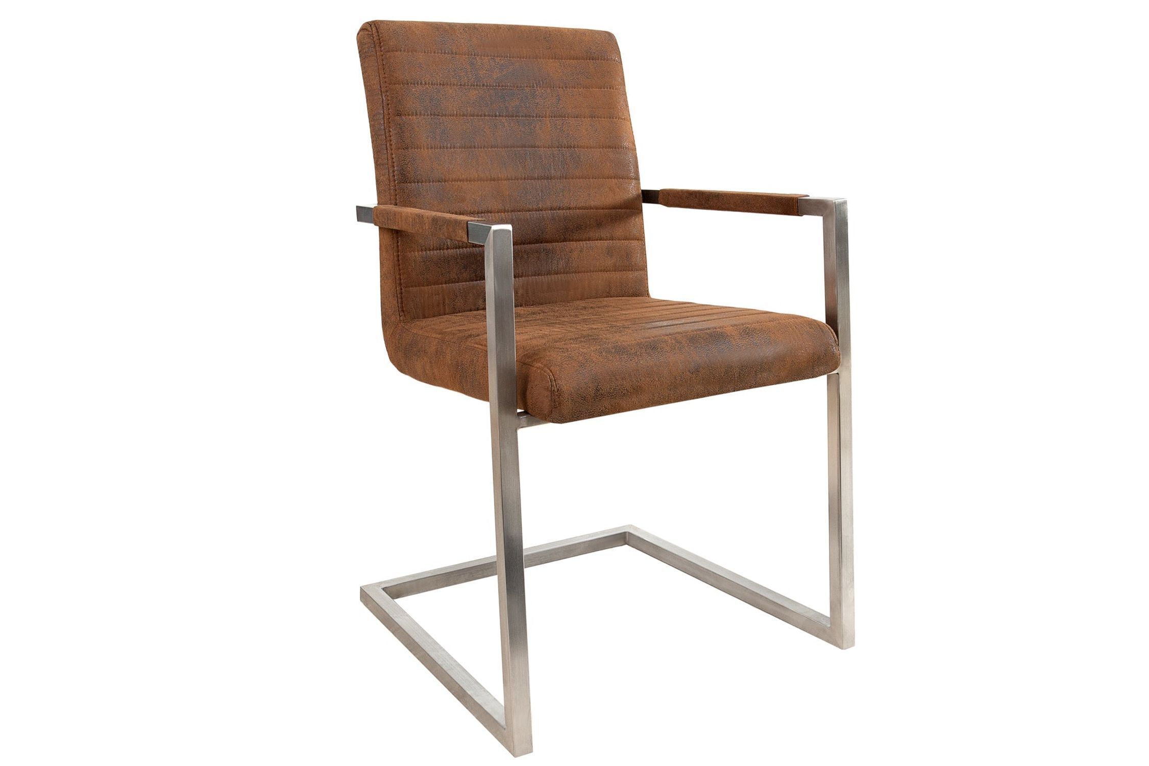 Chaise à bascule avec accoudoirs Tissu Acier inoxydable Marron Chrome