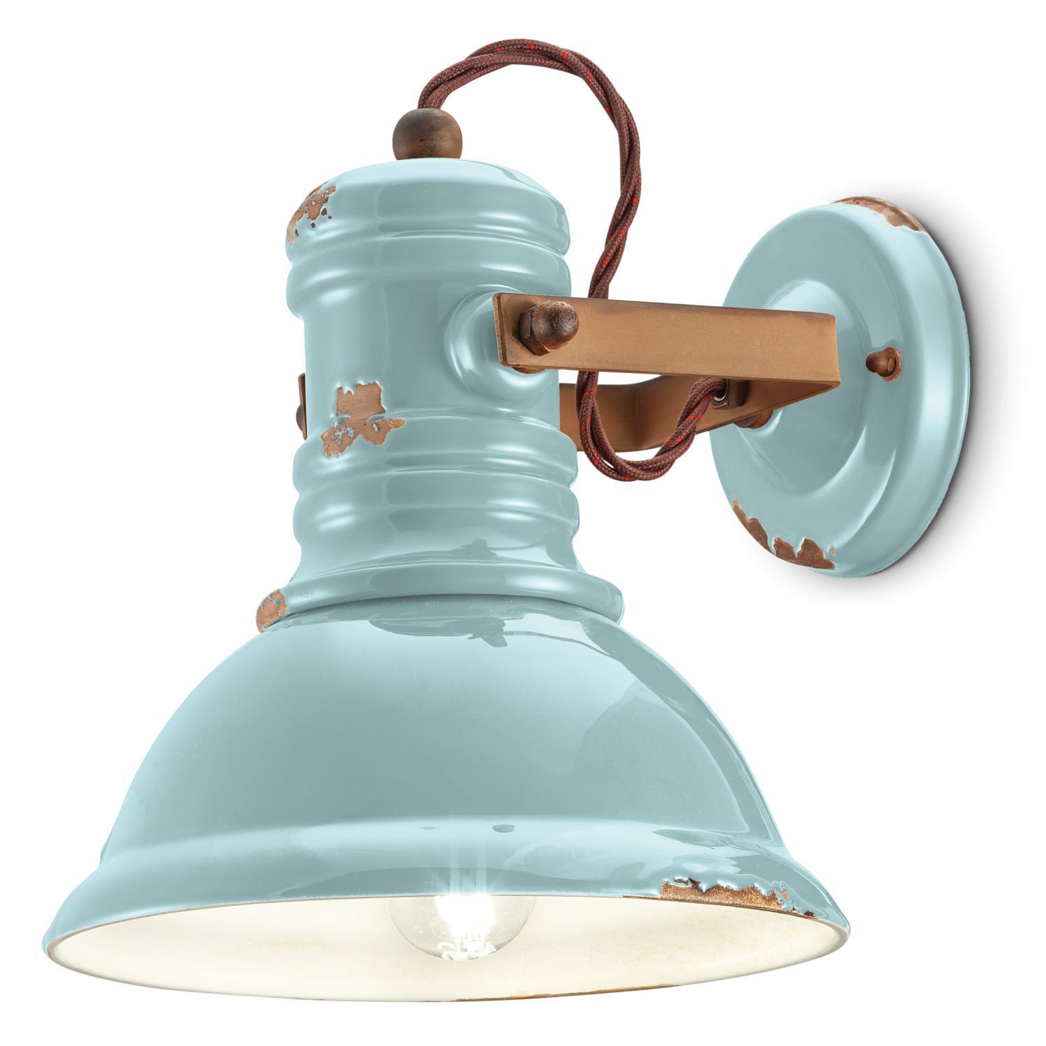 Applique céramique E27 ajustable bleu clair Shabby Industrial