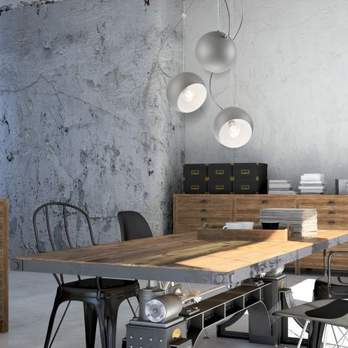 Suspension argent blanc métal rond table à manger