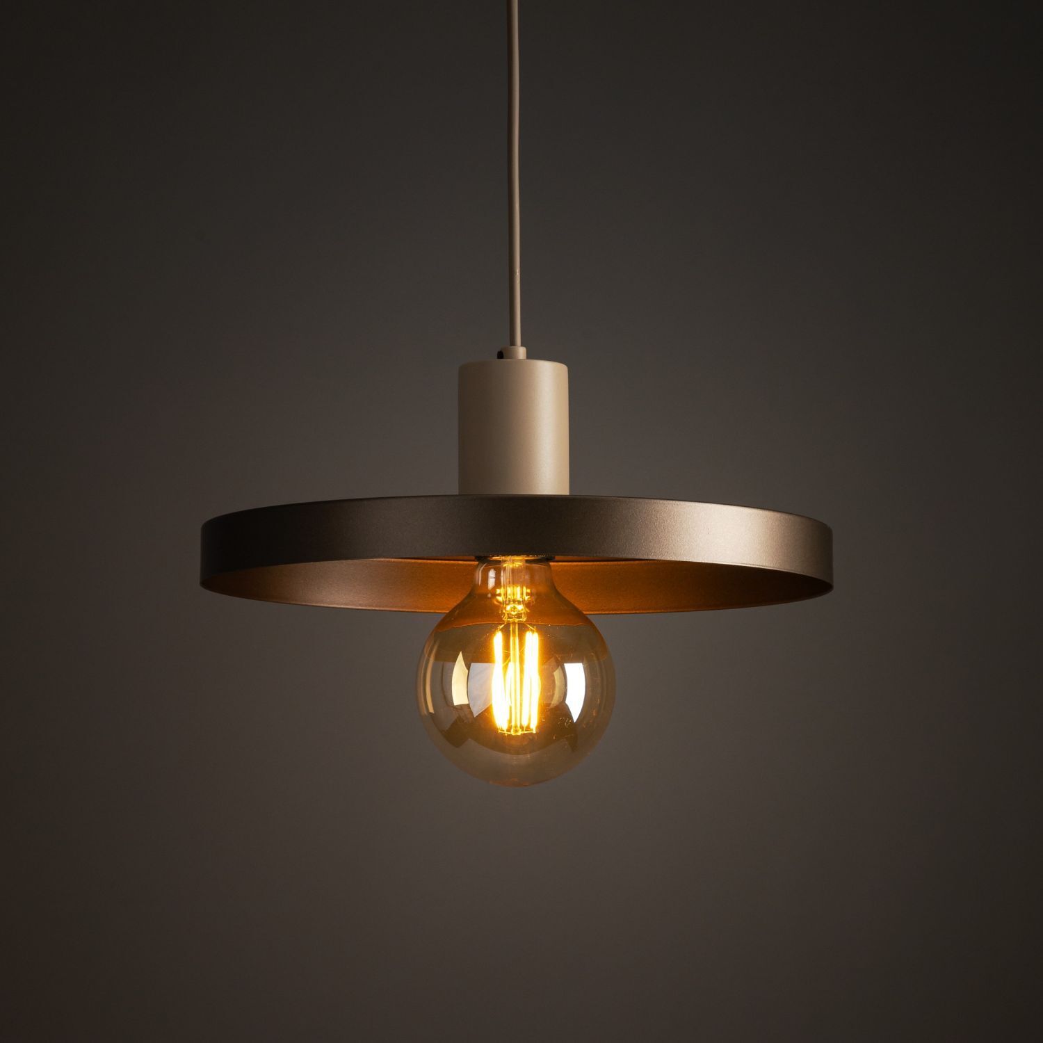 Suspension E27 Ø30 cm ronde Gris sable Marron Vintage