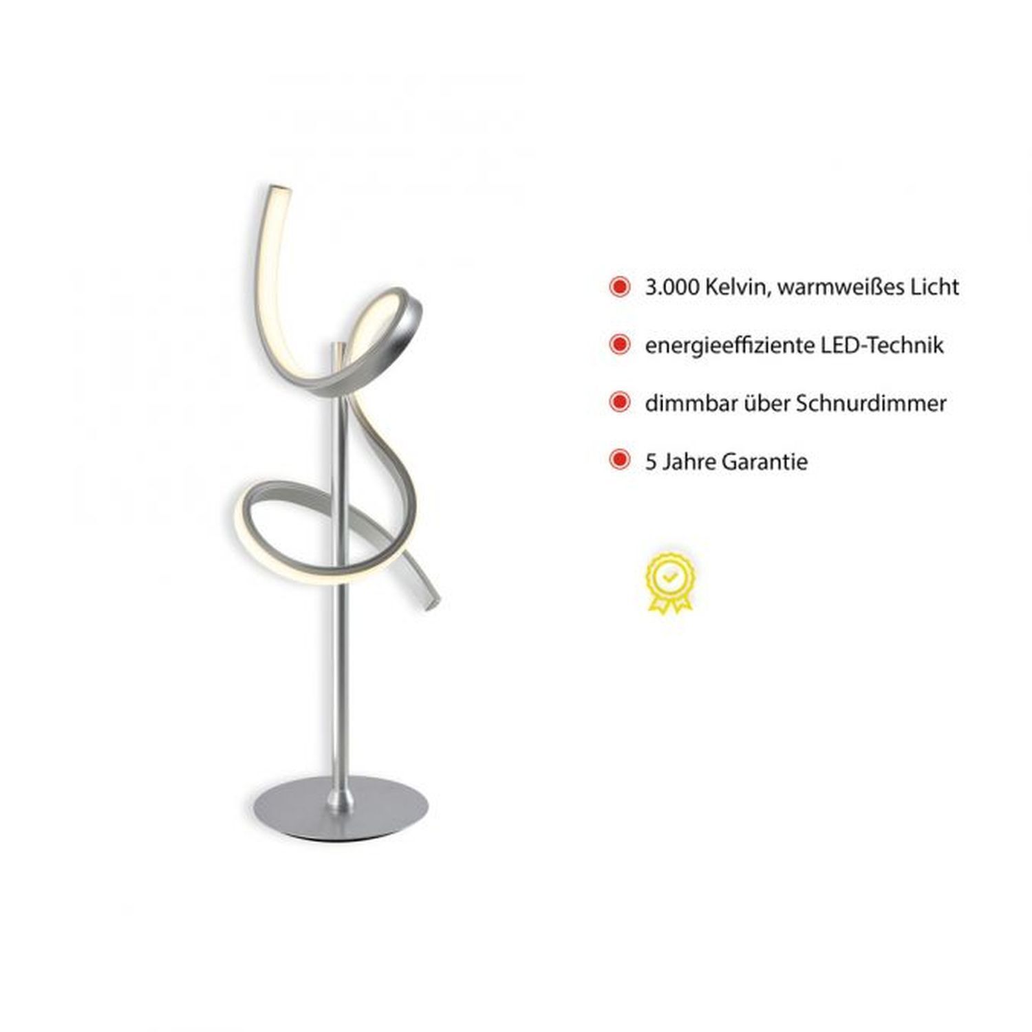 Dimmbare LED Tischleuchte Metall 53 cm 3000 K in Silber Moebel