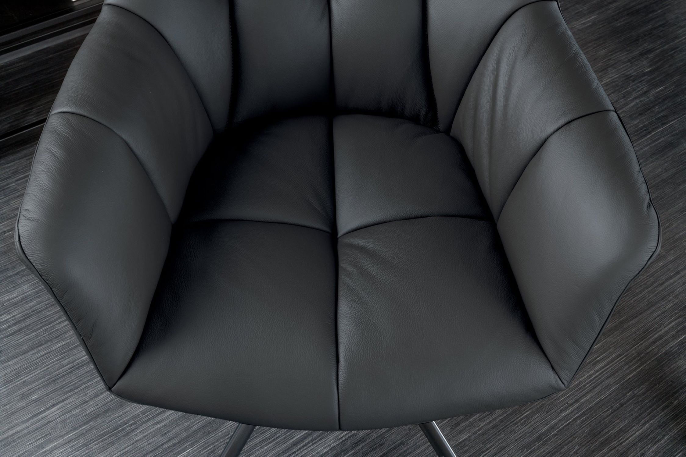 Bürostuhl Leder Metall B: 65 cm ohne Rollen Schwarz drehbar Moebel, Stuhl, Sessel