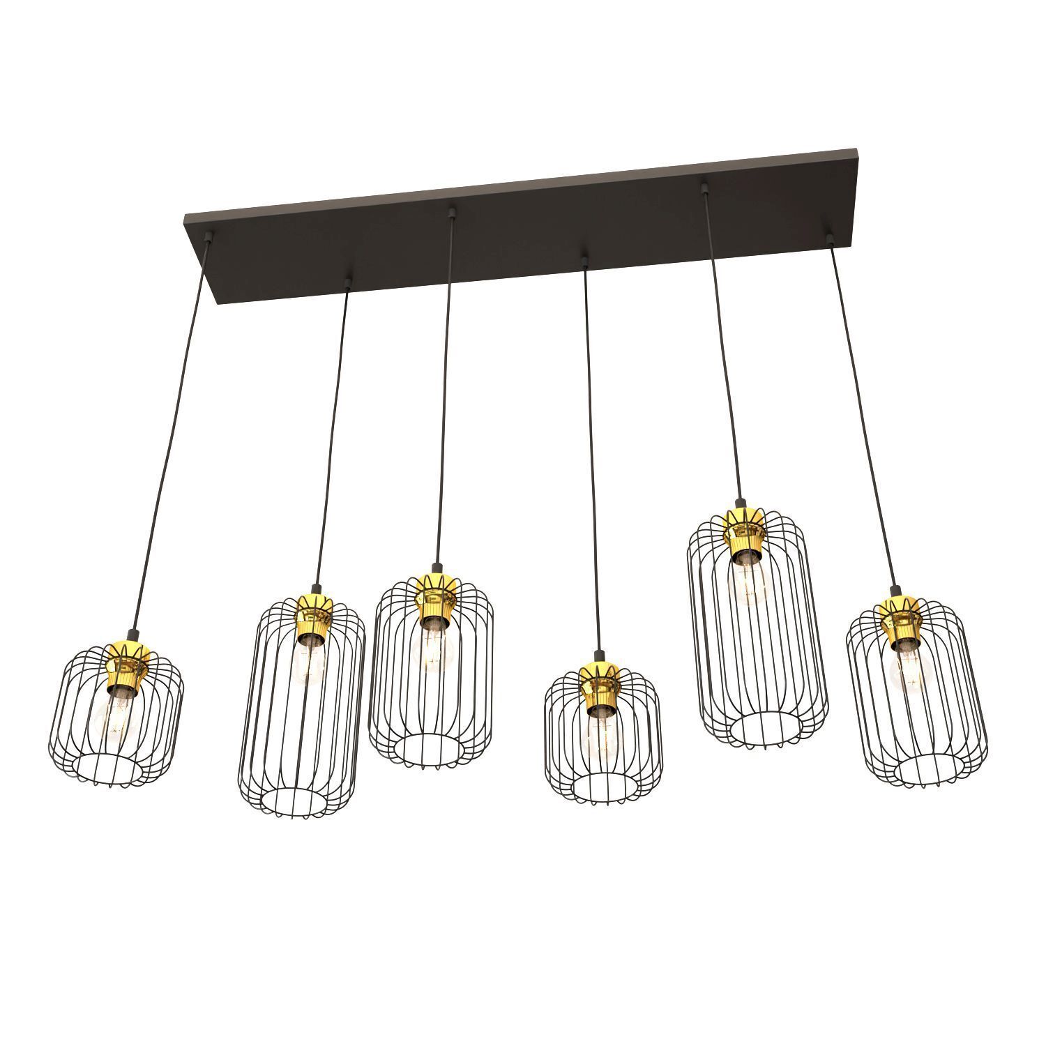 Lampe à suspendre métal E27 115 cm de long élégant noir or Leuchter, Lampe, Leuchte