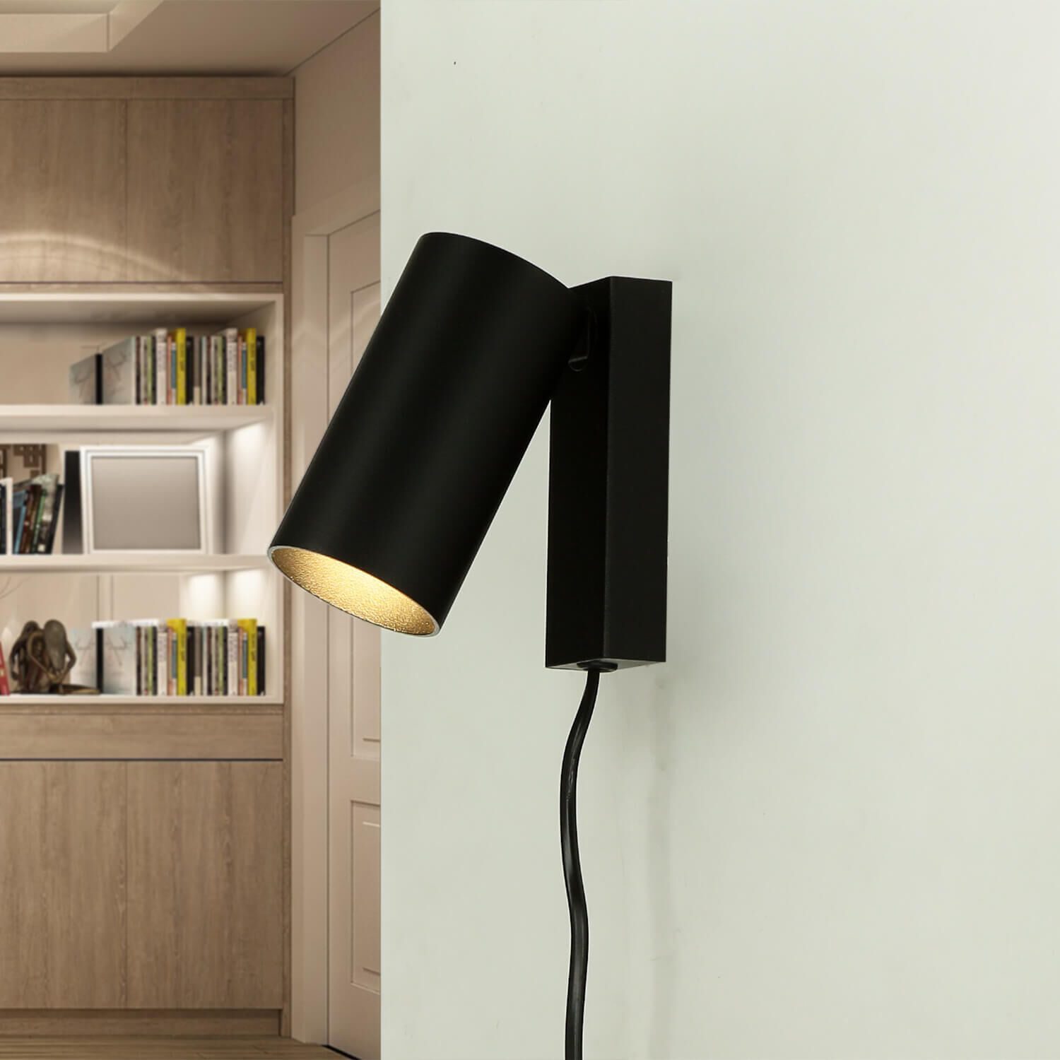 Kleine Spot Lampe mit Schalter Kabel Schwarz GU10 Lampe