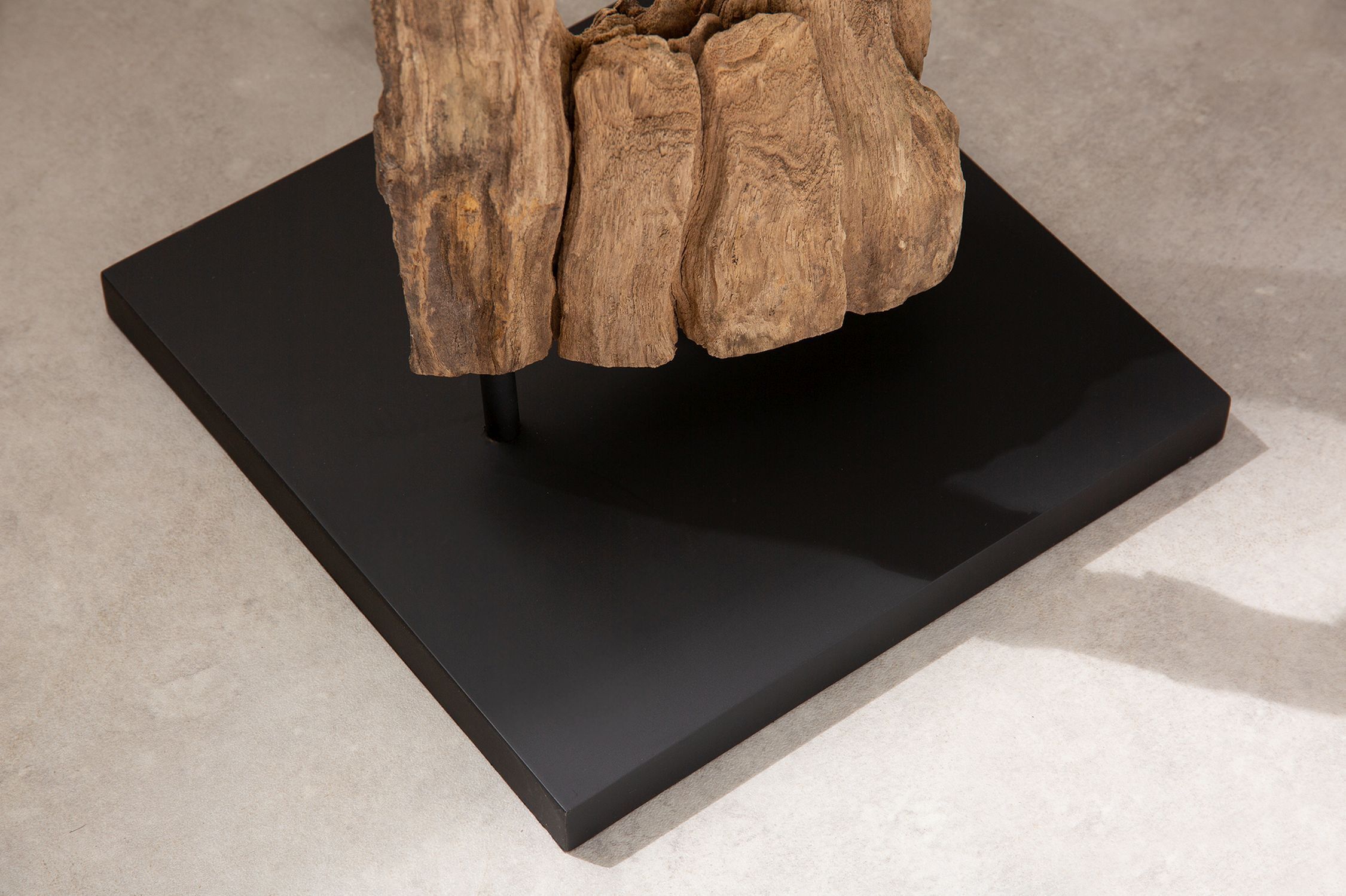 Holzskulptur, Massivholz, Gestein-Optik, Sockel, Dekoration