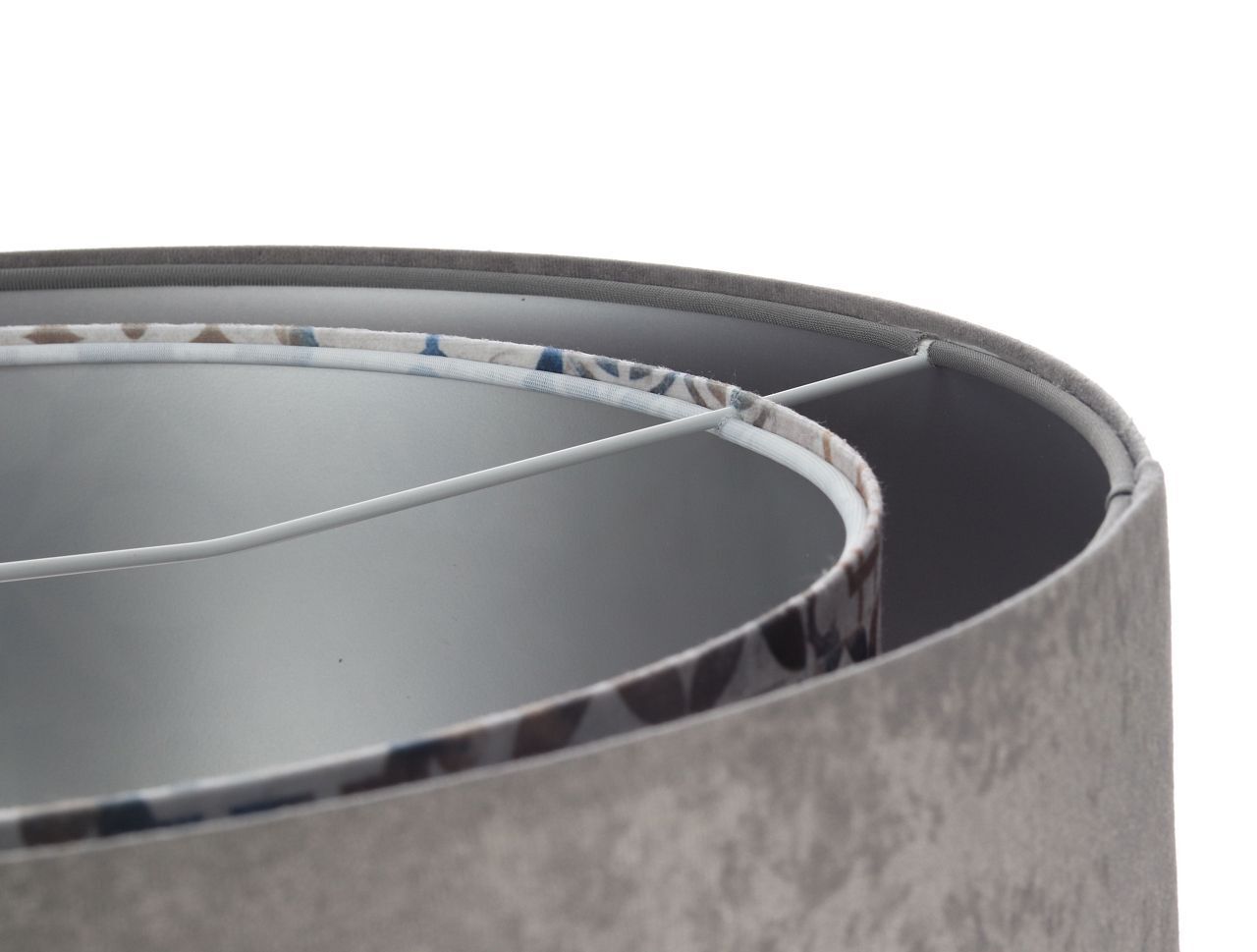 Suspension Abat-jour en tissu Ø 50 cm Gris Beige Argent E27