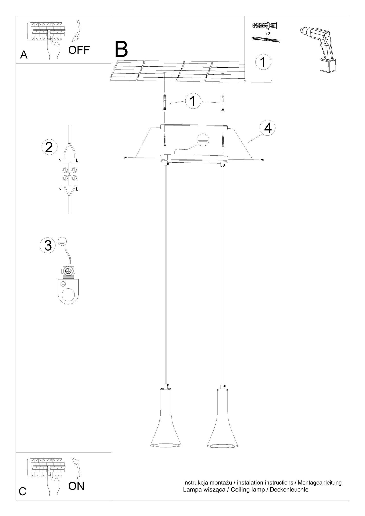 deckenleuchte, pendelleuchte, doppel-lampe, hängelampe, montage-set