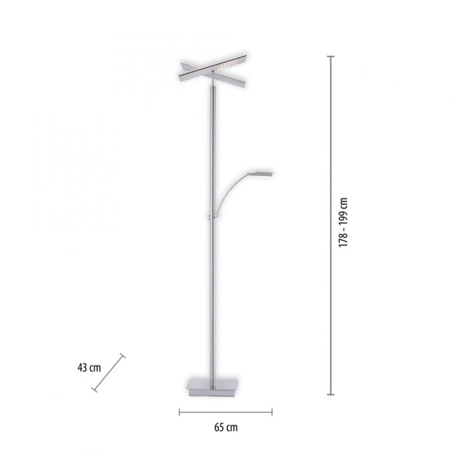 LED Stehlampe dimmbar Leselicht in Stahl Glas 199 cm Moebel