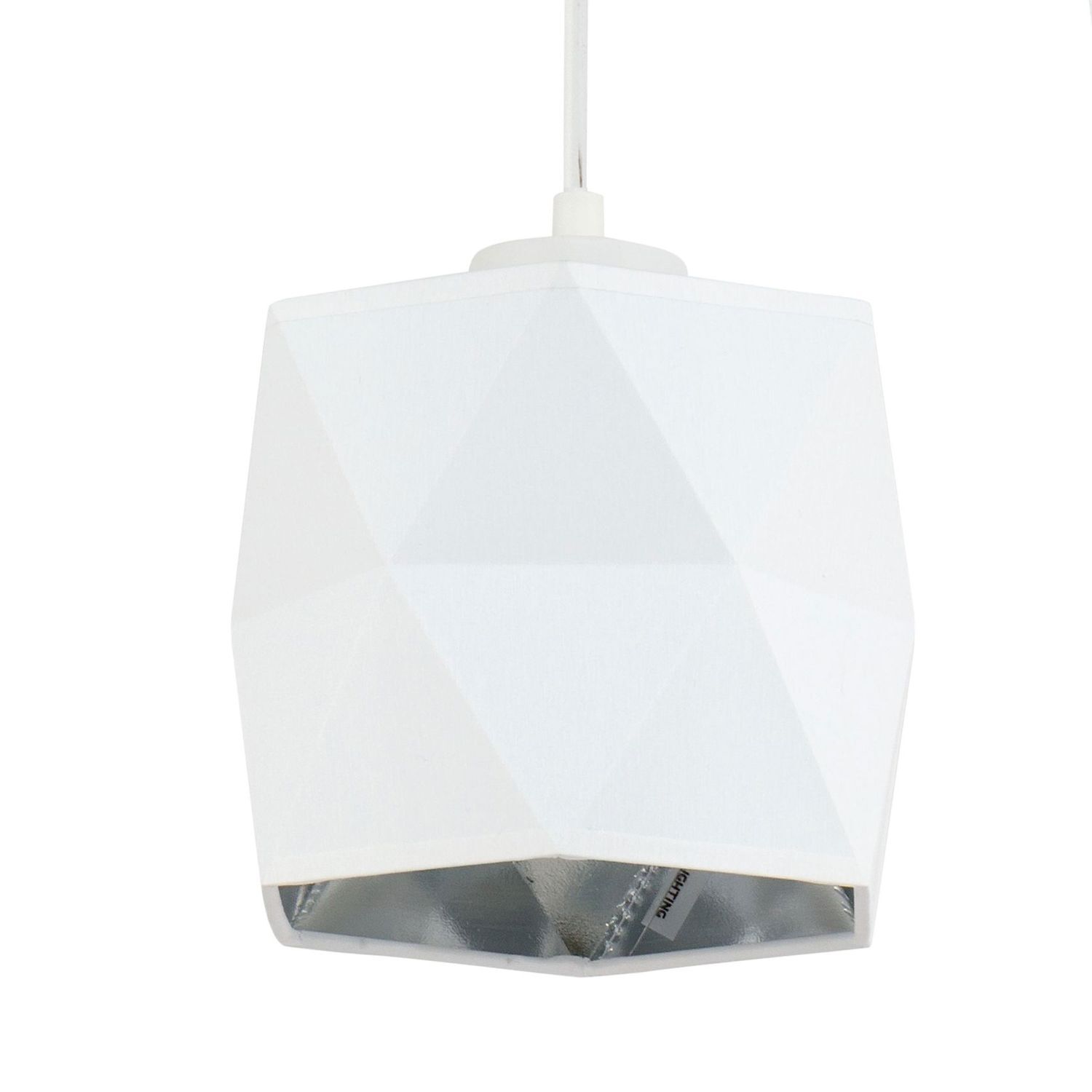 Hängeleuchte Metall Stoff E27 in Weiß Silber Lampe