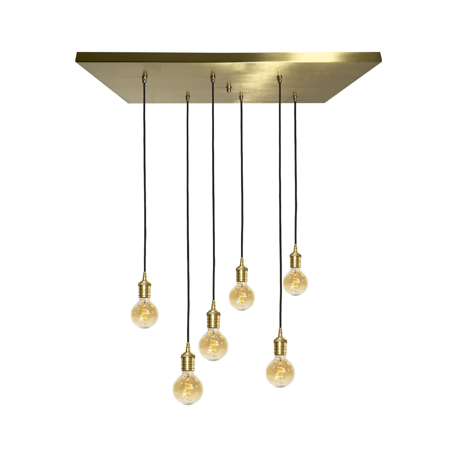 Hängeleuchte Messing massiv B: 80 cm in Bronze hell 6x E27