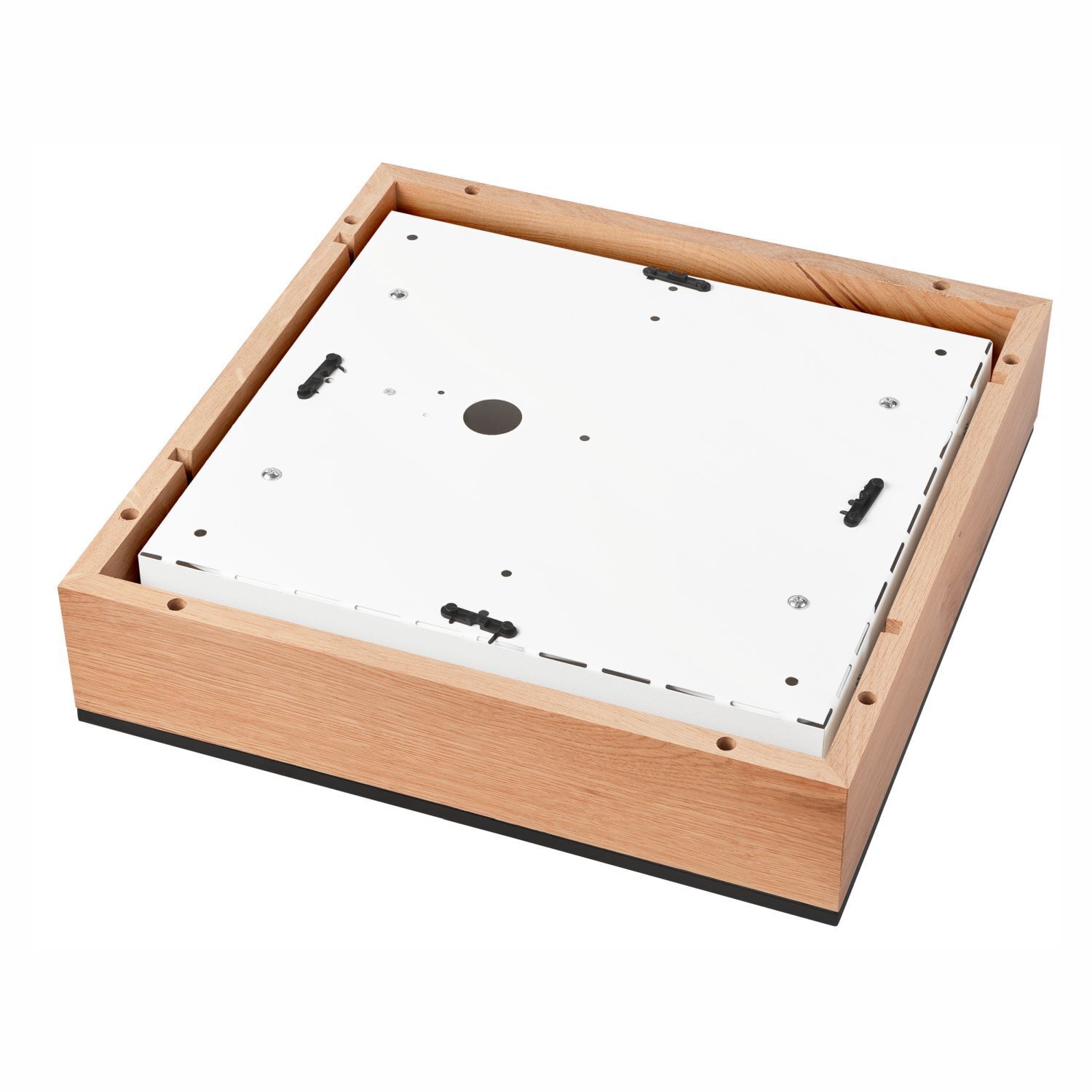 Deckenleuchte Holz B: 39 cm klein quadratisch in Eiche 4x E27 Sperrholz, Holz, Schublade, Mobiliar, Kiste